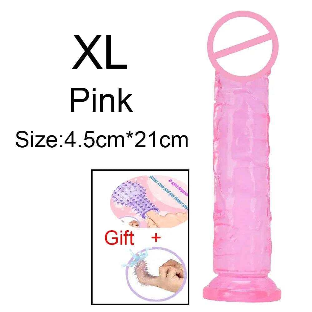 Transparent Jelly Dildo – Large Suction Cup Dildo in 5 Colors for Anal & Vaginal Play