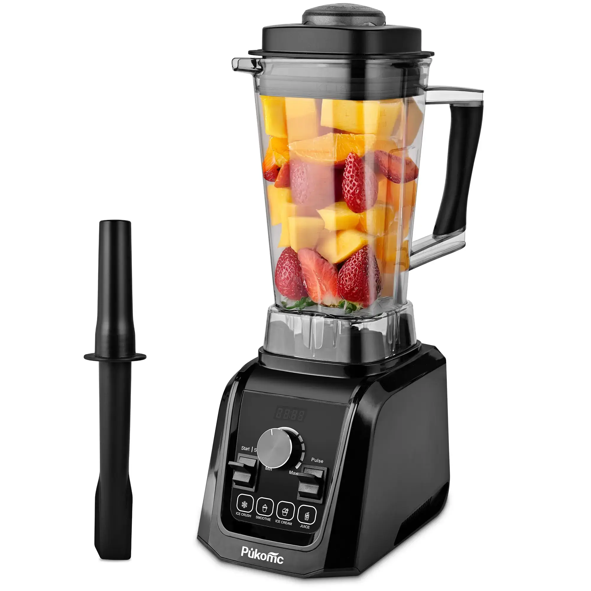 Pukomc Professional 1200W Blender – 9 Speed Settings + Pulse – Ice Crushing, Smoothies, Juicing – 65oz Capacity