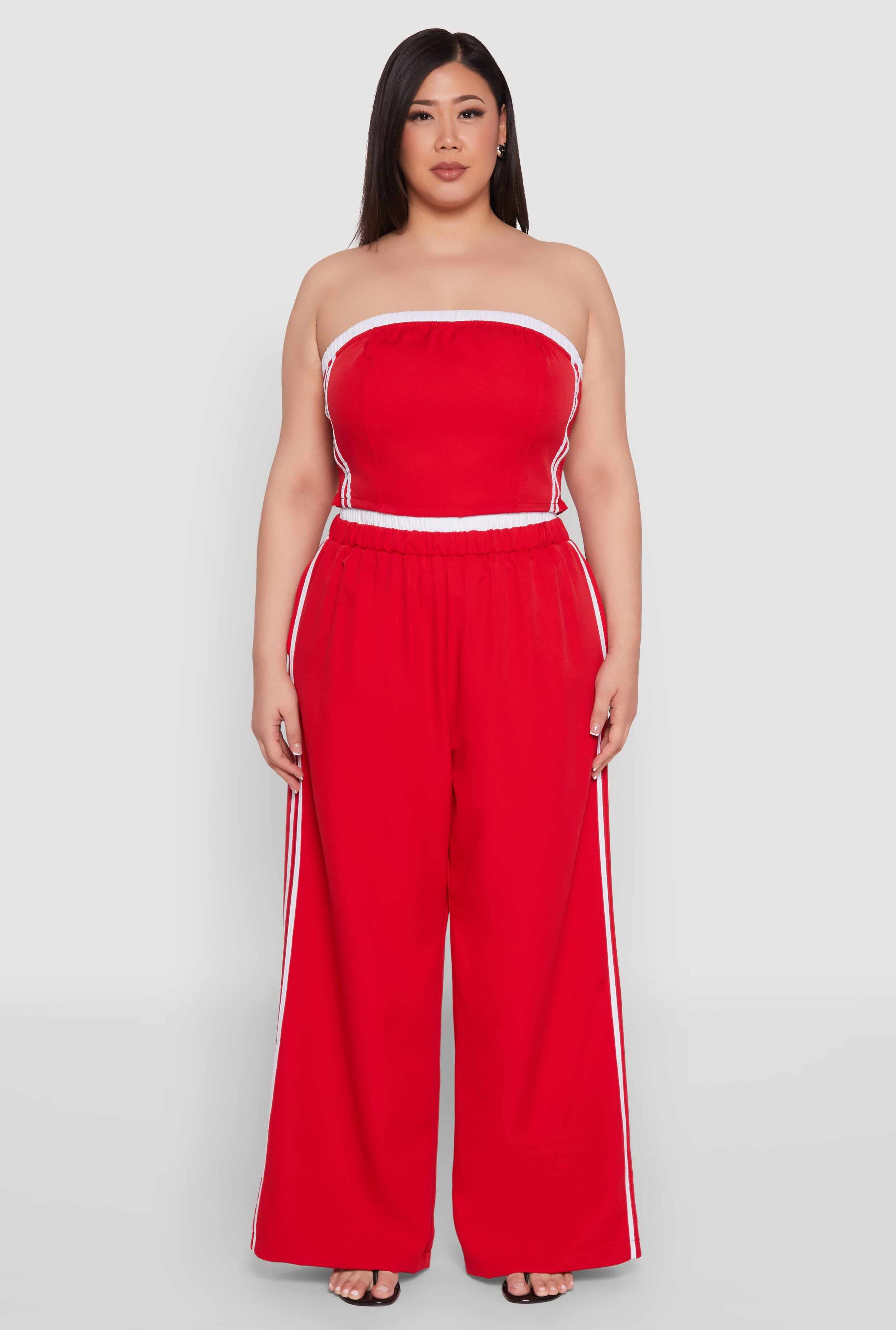 Plus Size Varsity Stripe Tube Top