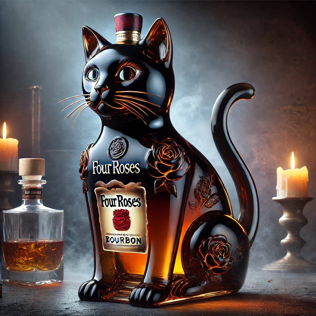🖤Black Cat whisky bottle