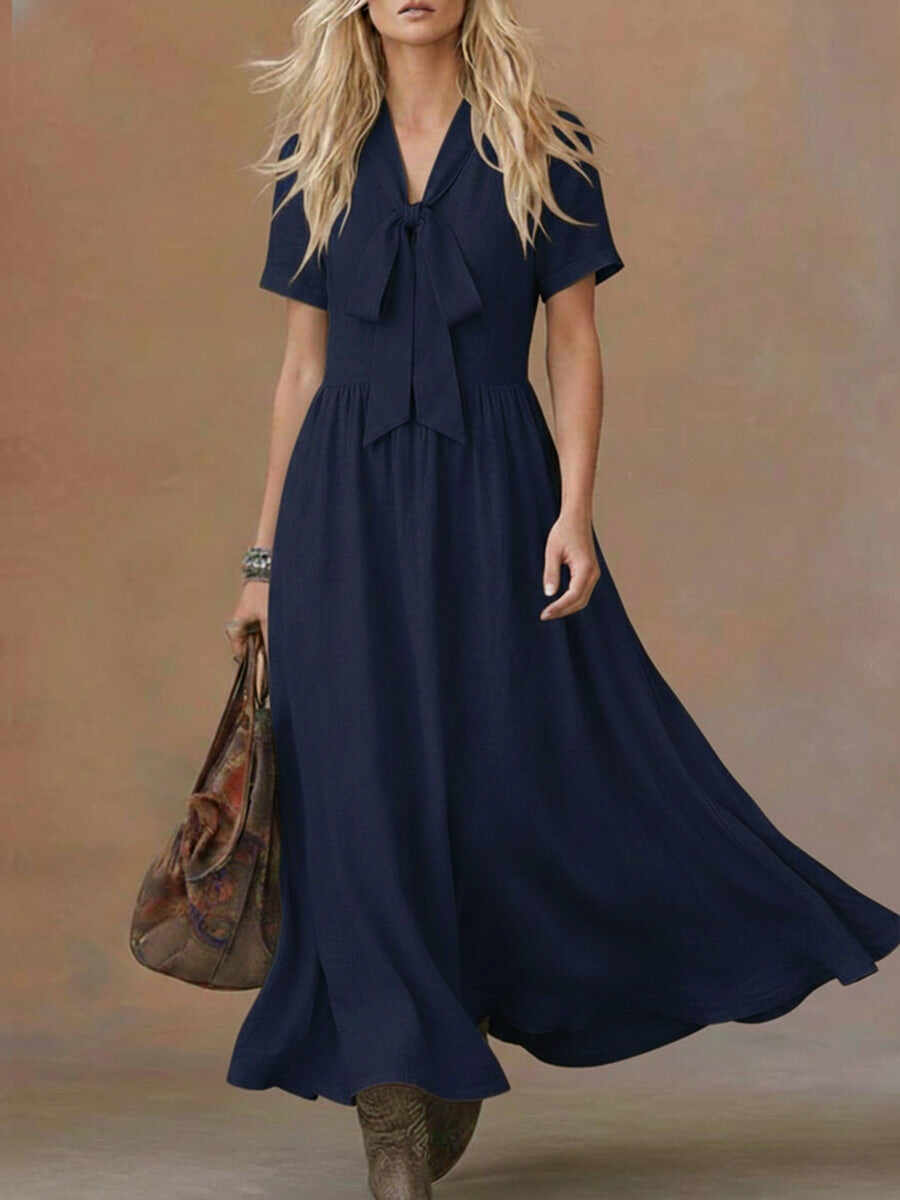 🔥Summer Arrivals🌟Comfortable Linen And Cotton Tie-waist Dress
