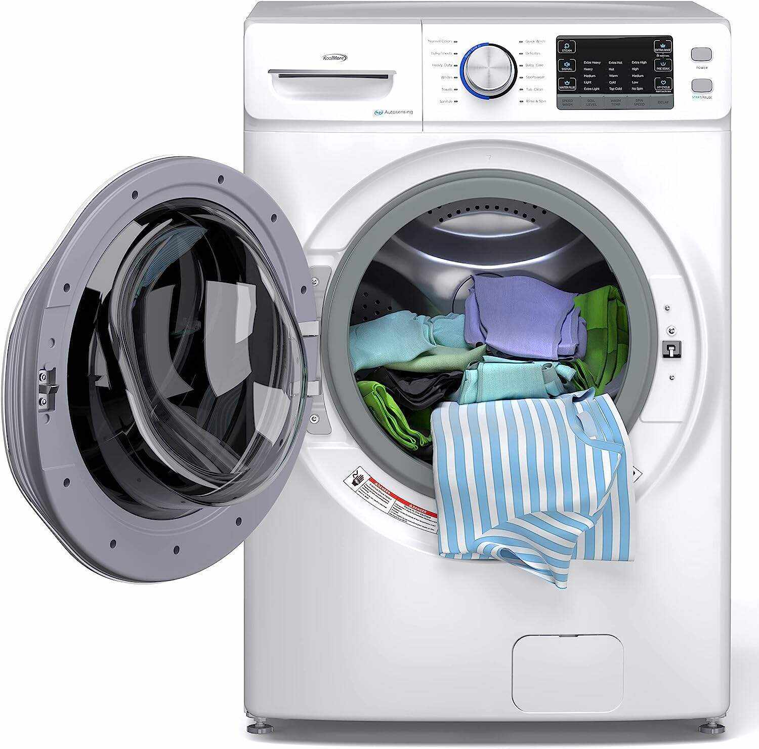 Front Load Machine, 2.7 Cu. Ft, Space Saving Unit with 20-Minute Quick, 12 Washing Cycles, Quiet Inverter Motor [120V], Medium (24