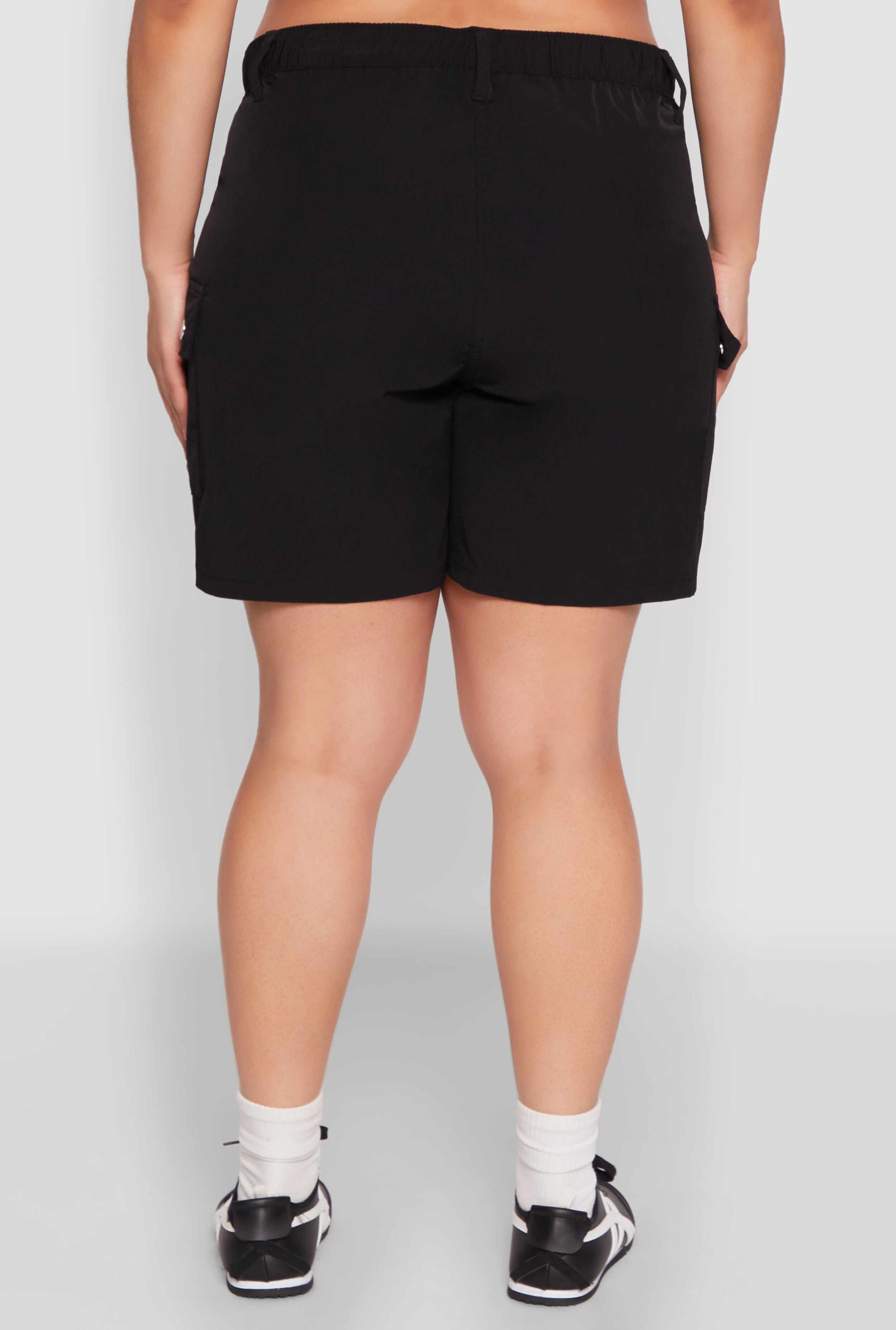Plus Size High Waisted Cargo Pocket Shorts