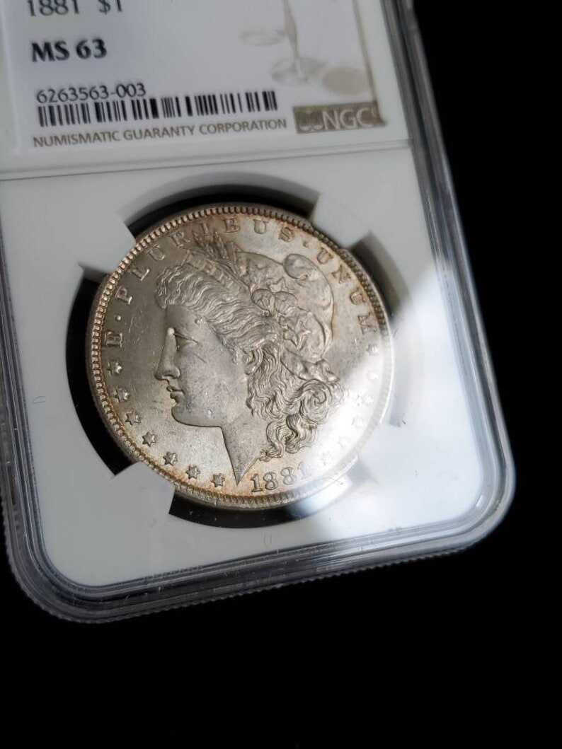 1881  MS 63 Silver Morgan Dollar, NGC  MS 63  Silver  Coin . Beautiful Toning ! Key date!   Lot # 1479