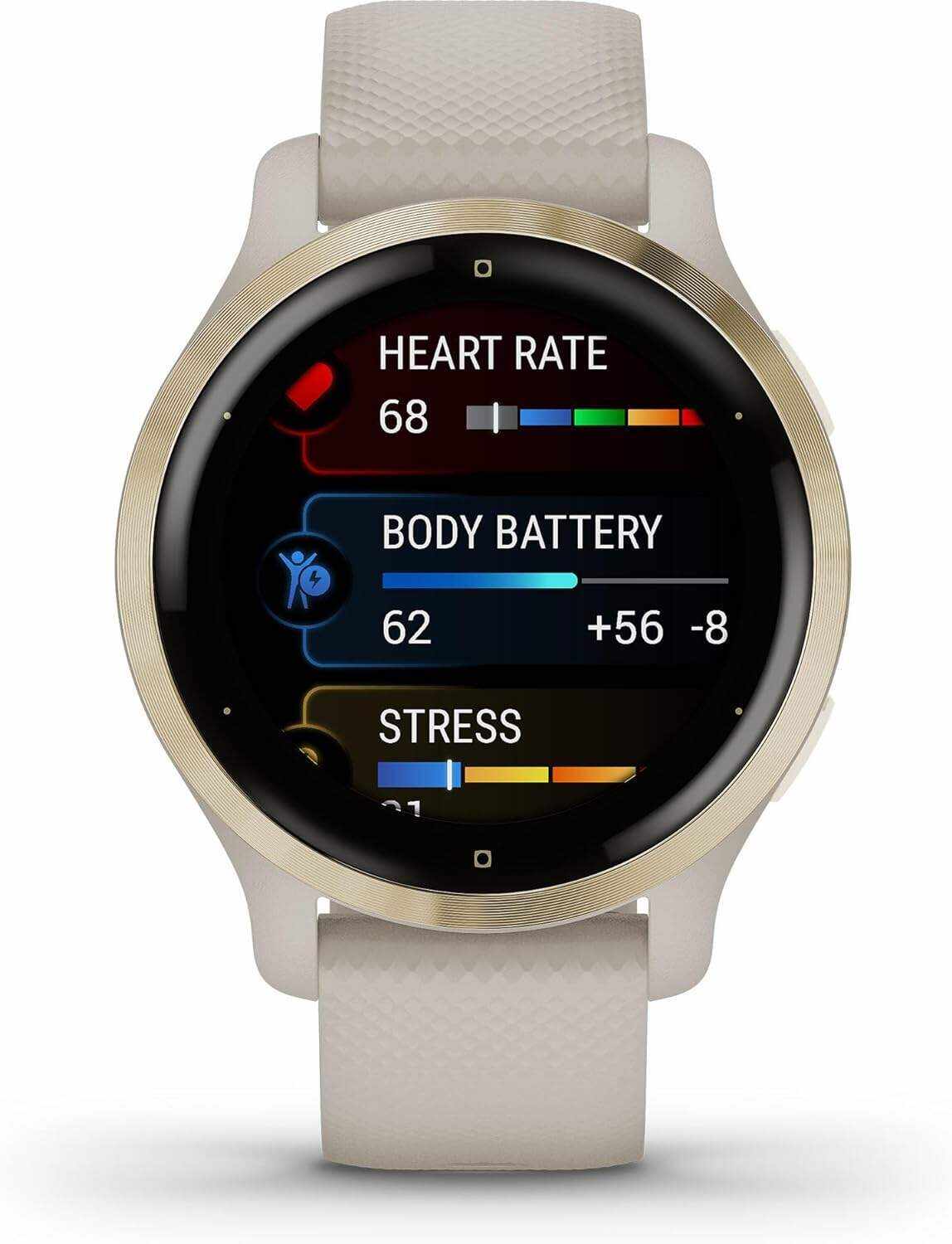 Garmin Venu 2, GPS Smartwatch with Advanced Health Monitoring and Fitness Features, Slate Bezel with Black Case and Silicone Band , 27.9 mm