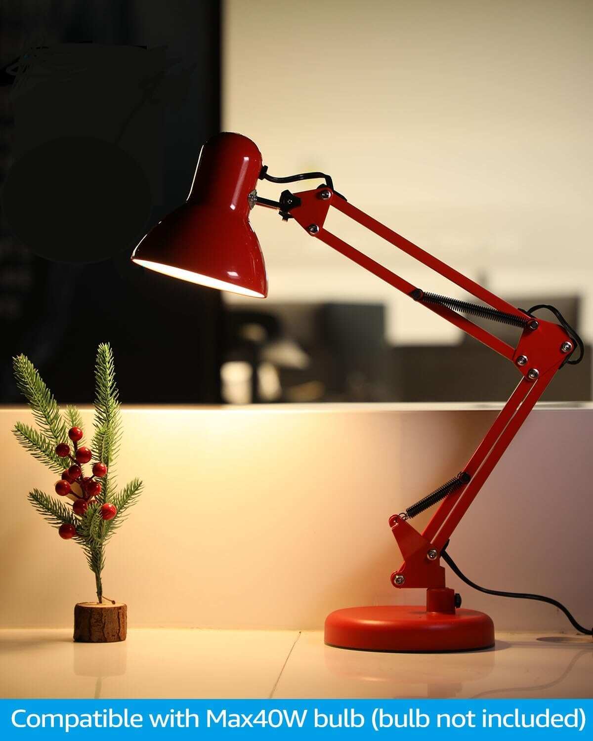 TORCHSTAR Metal Desk Lamp with Clamp, Swing Arm , Architect Adjustable Gooseneck Table Lamp, Clip Desk Lights for Home Office, Work, Study, Reading, E26 Base, Multi-Joint, Black
