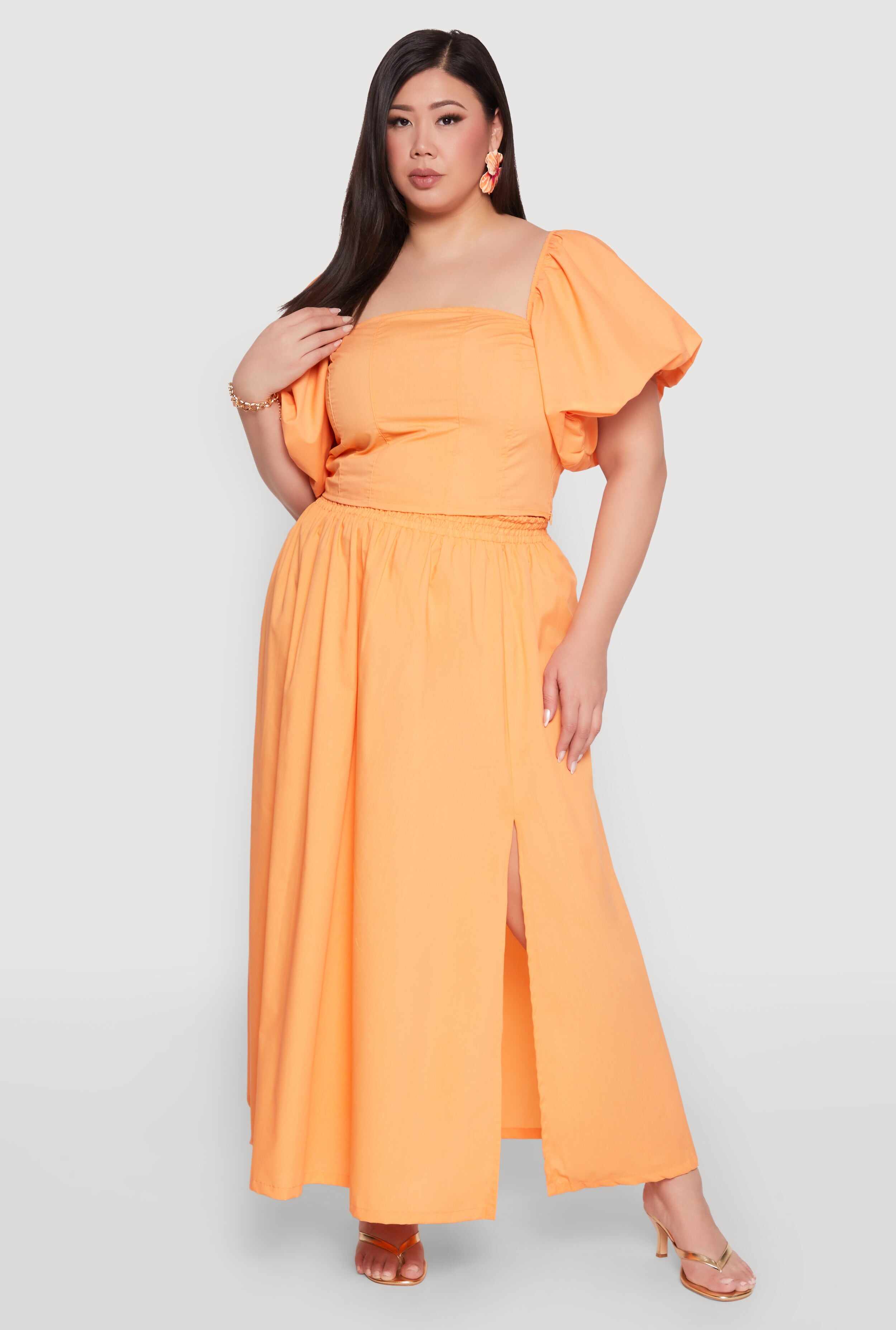 Plus Size Smocked Back Poplin Crop Top