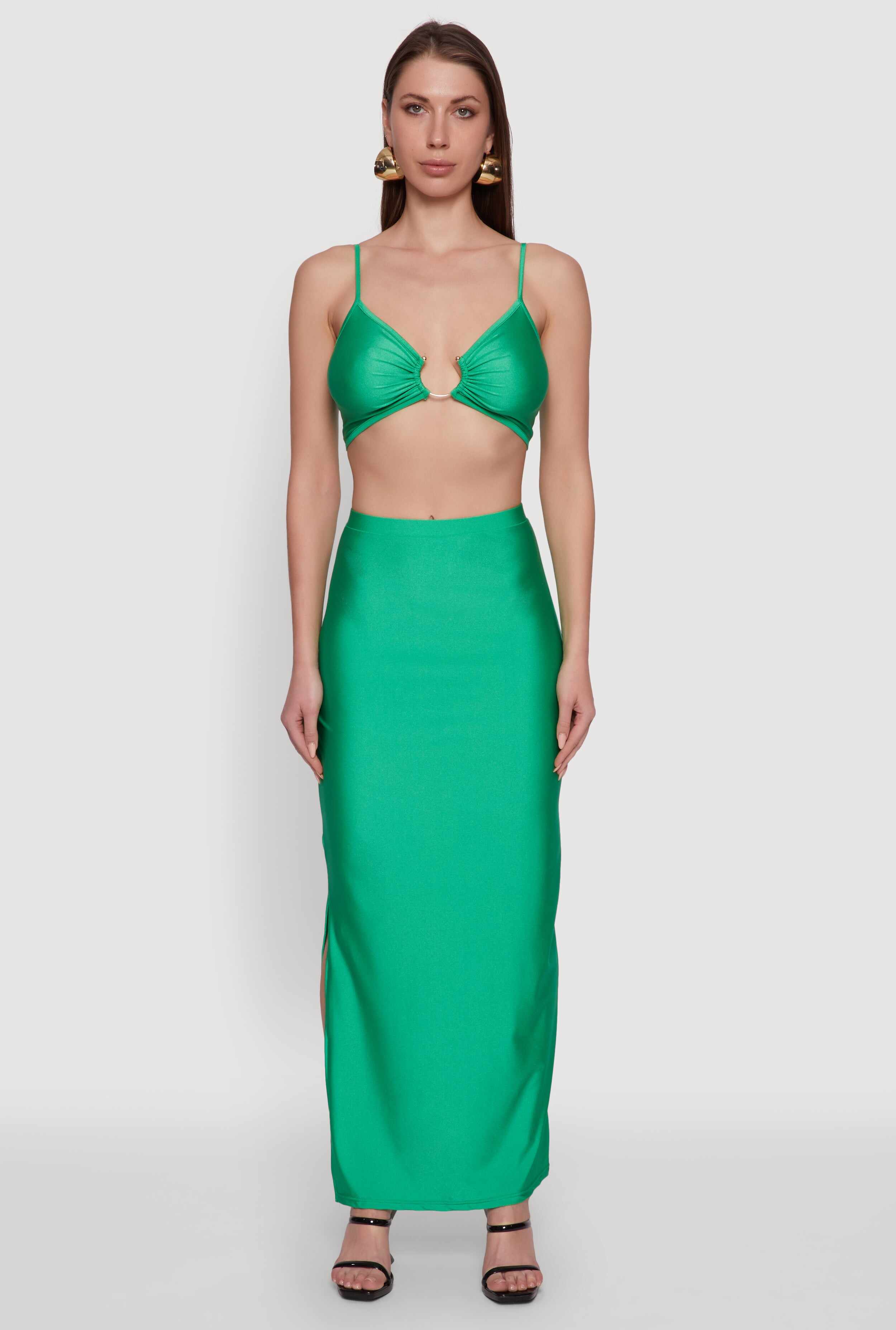 Metallic O Ring Keyhole Crop Top