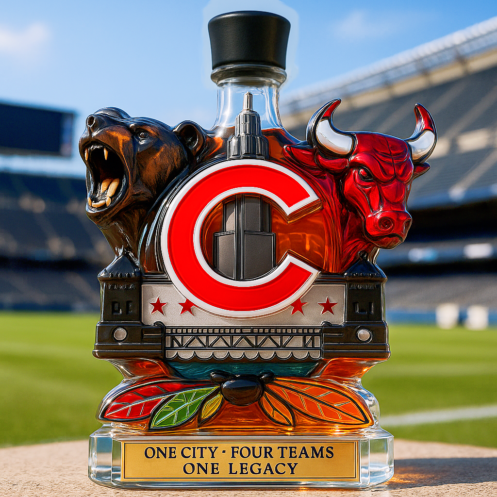 Chicago Sports Fan Whiskey Bottle