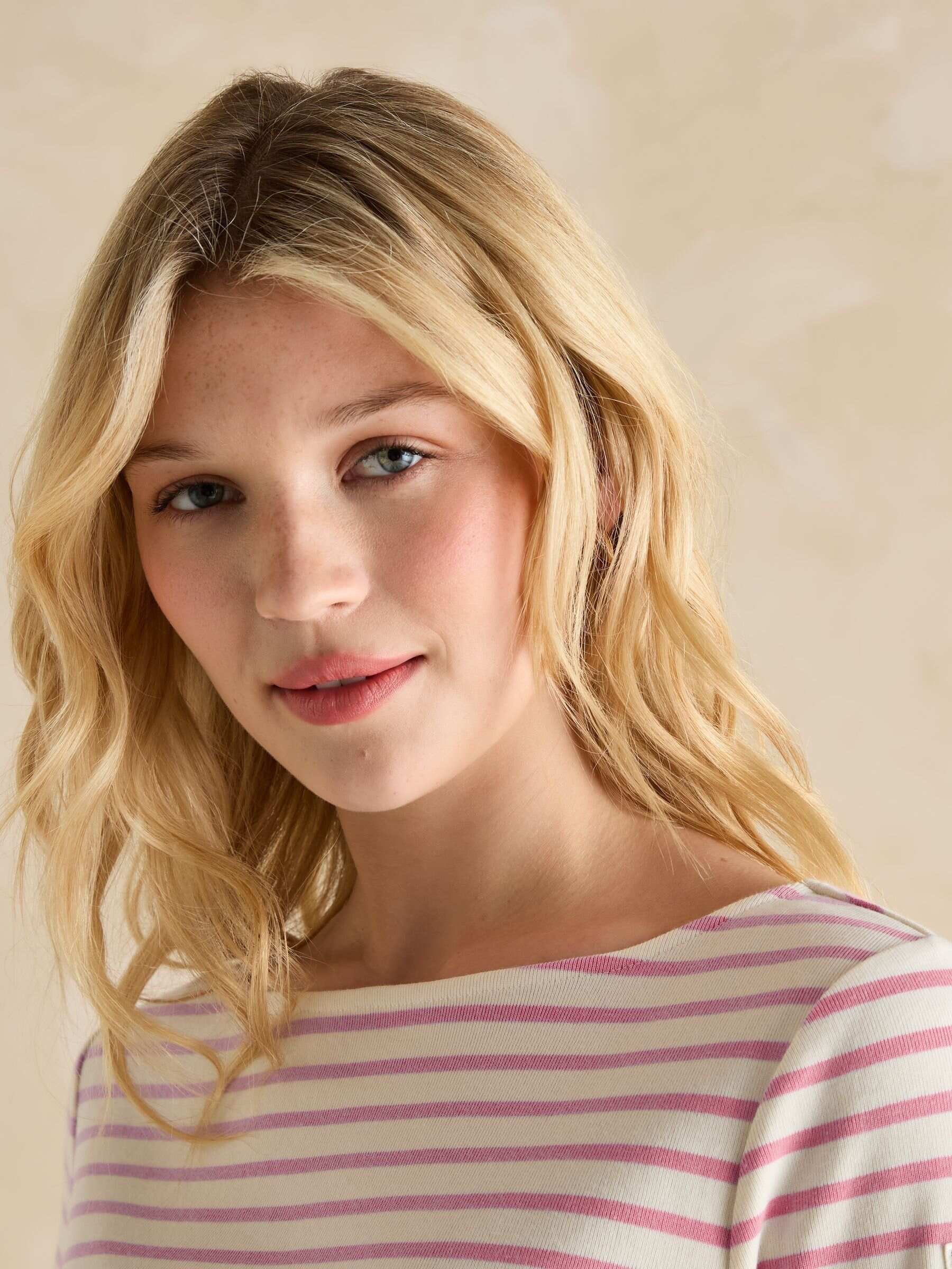 Harbour Lilac/White Boat Neck 100% Cotton Breton Top