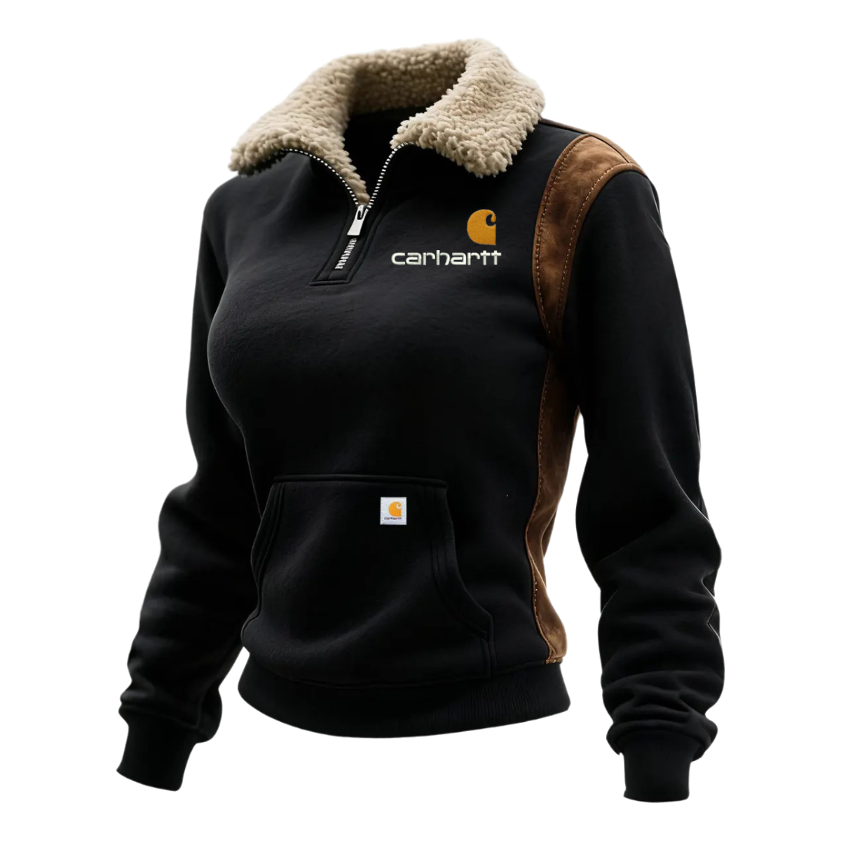 Women's Contrast Color Stitching 1/4 Zip Stand Collar Sweatshirt