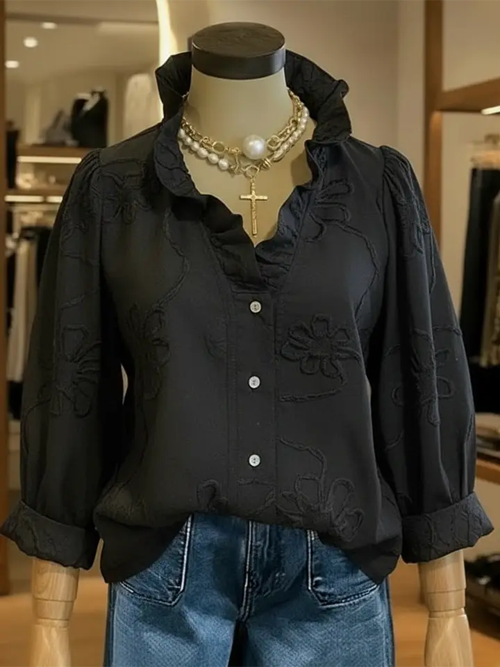 🔥Summer Arrivals🌟Casual Romantic Ruffled Collar Cotton Shirt
