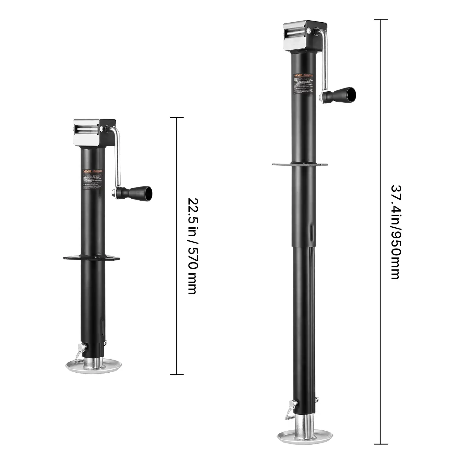 A-Frame Trailer Jack, 5000 lbs Dynamic Load Capacity, Trailer Jack Stand with Handle & Rectangular Footpad, 15-inch Vertical Travel, Suitable for RV, Horse, Utility Trailers, Yacht Trailers