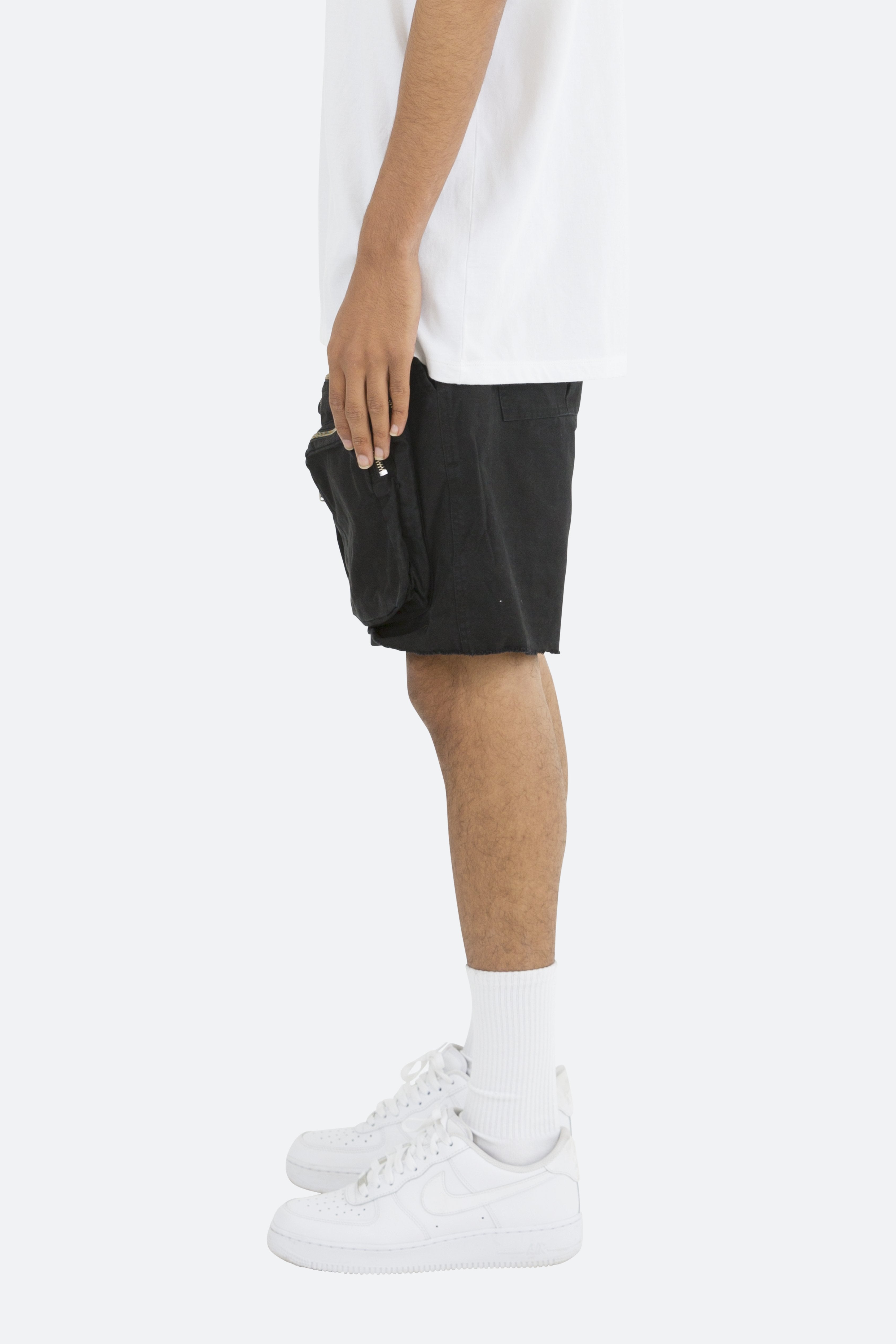 Zipper Cargo Shorts - Black