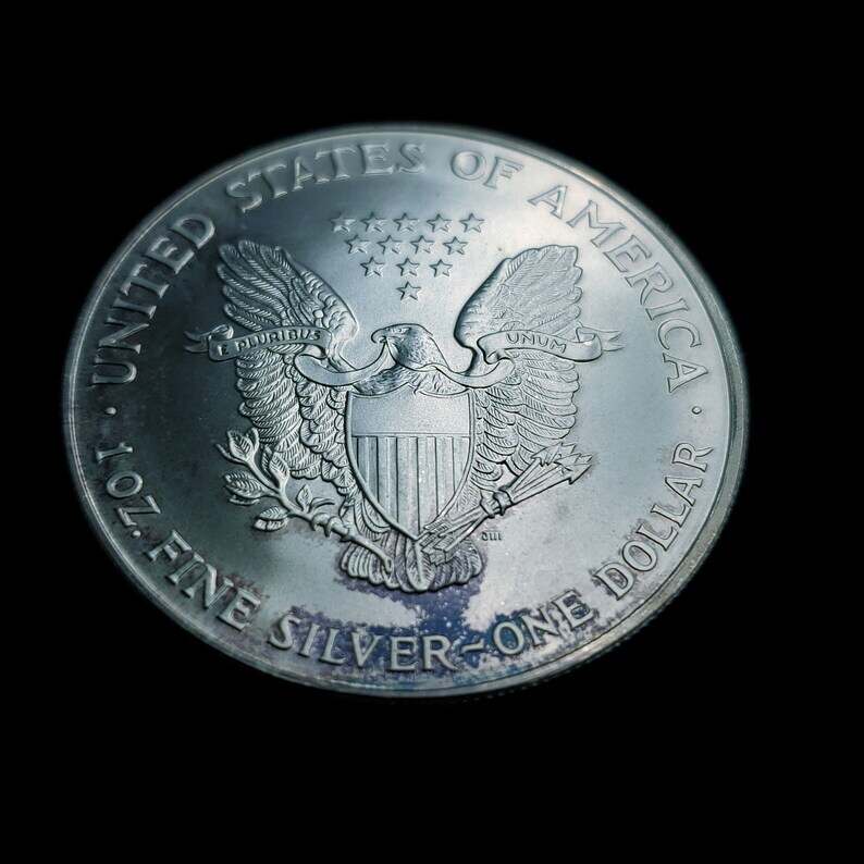 2001  American Silver Eagle   - Key date   -  1 Oz .999 - Slight toning -     Lot# 479