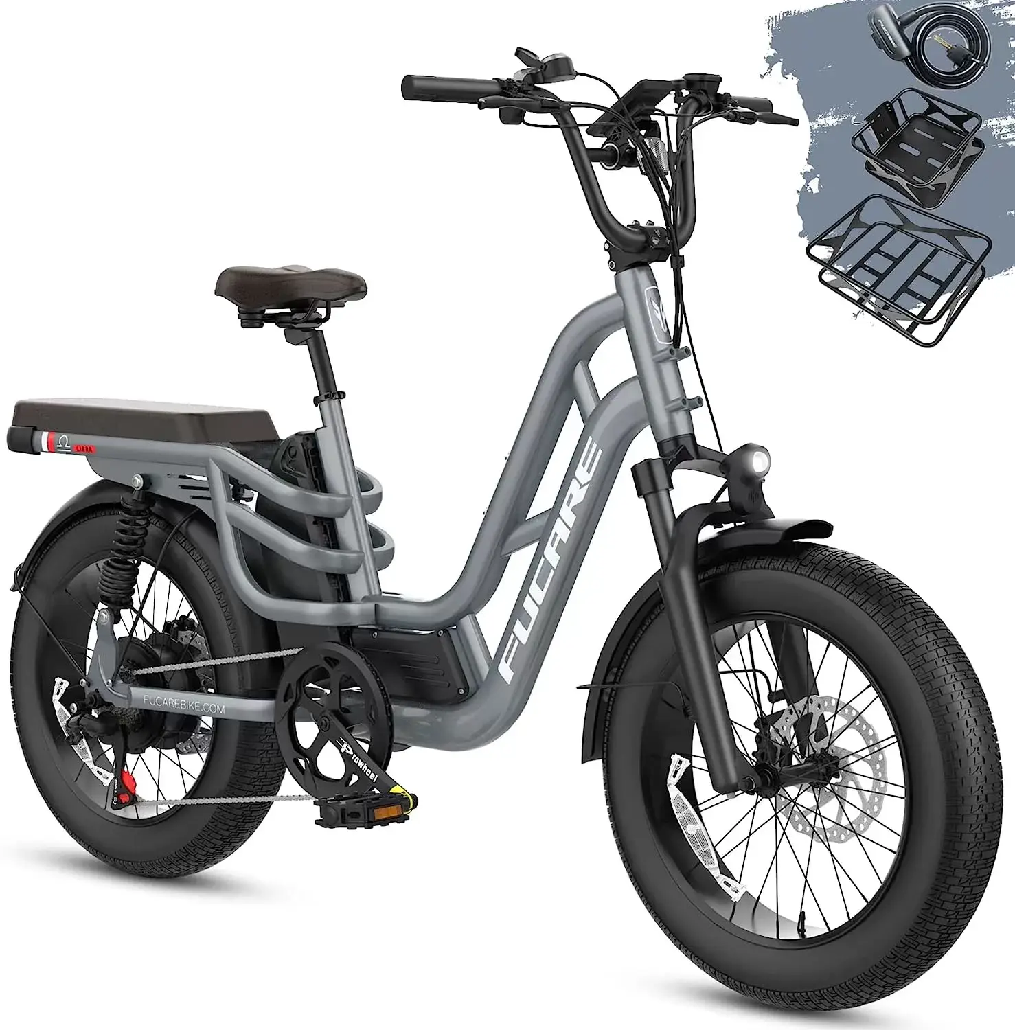 Fucare Libra 750W Electric Bike for Adults 32MPH 48V 20Ah LG Lithium Battery EBike with Full Suspension LCD Color Display 20
