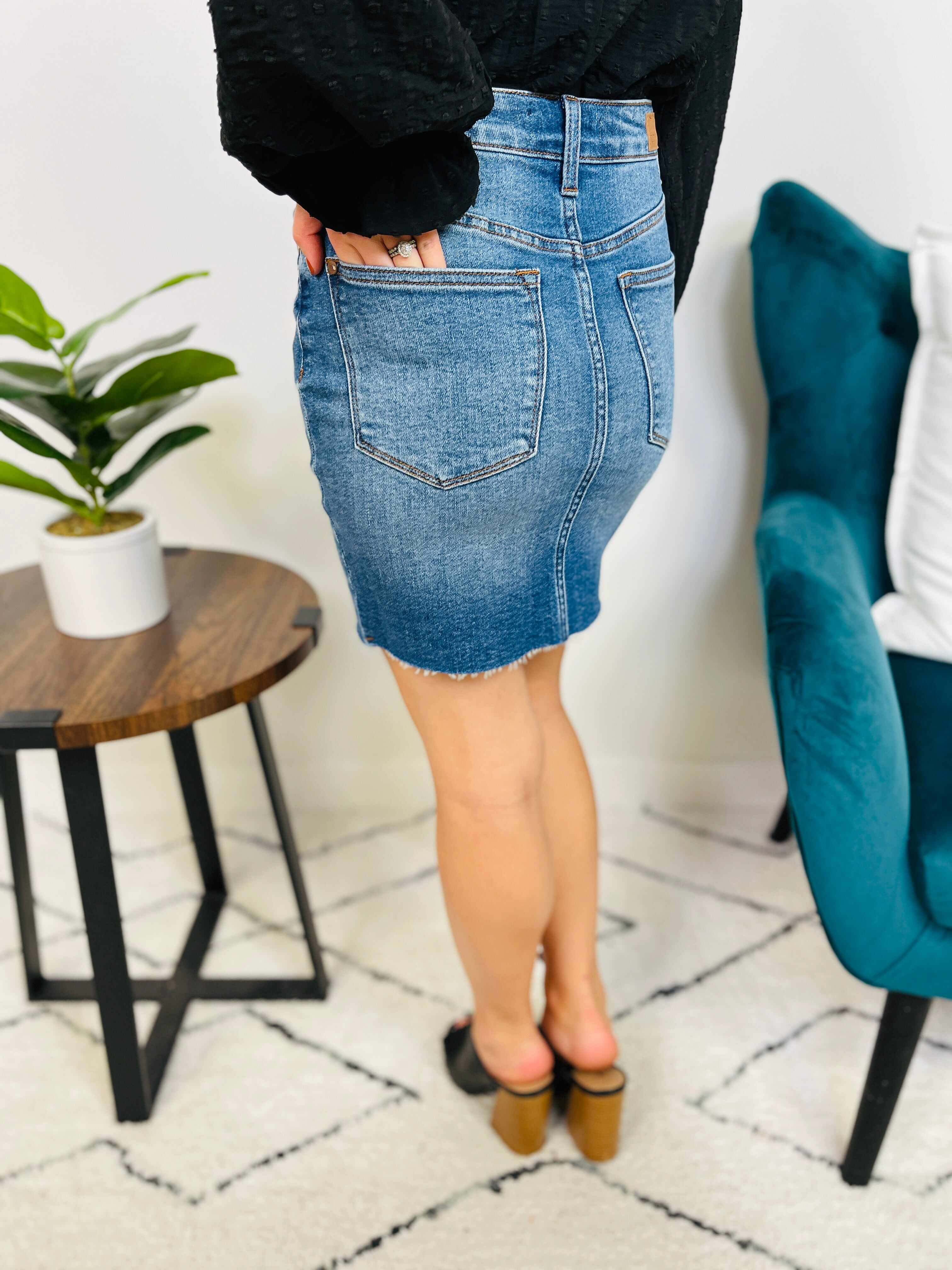 Plus/Reg I See You Looking Denim Skirt