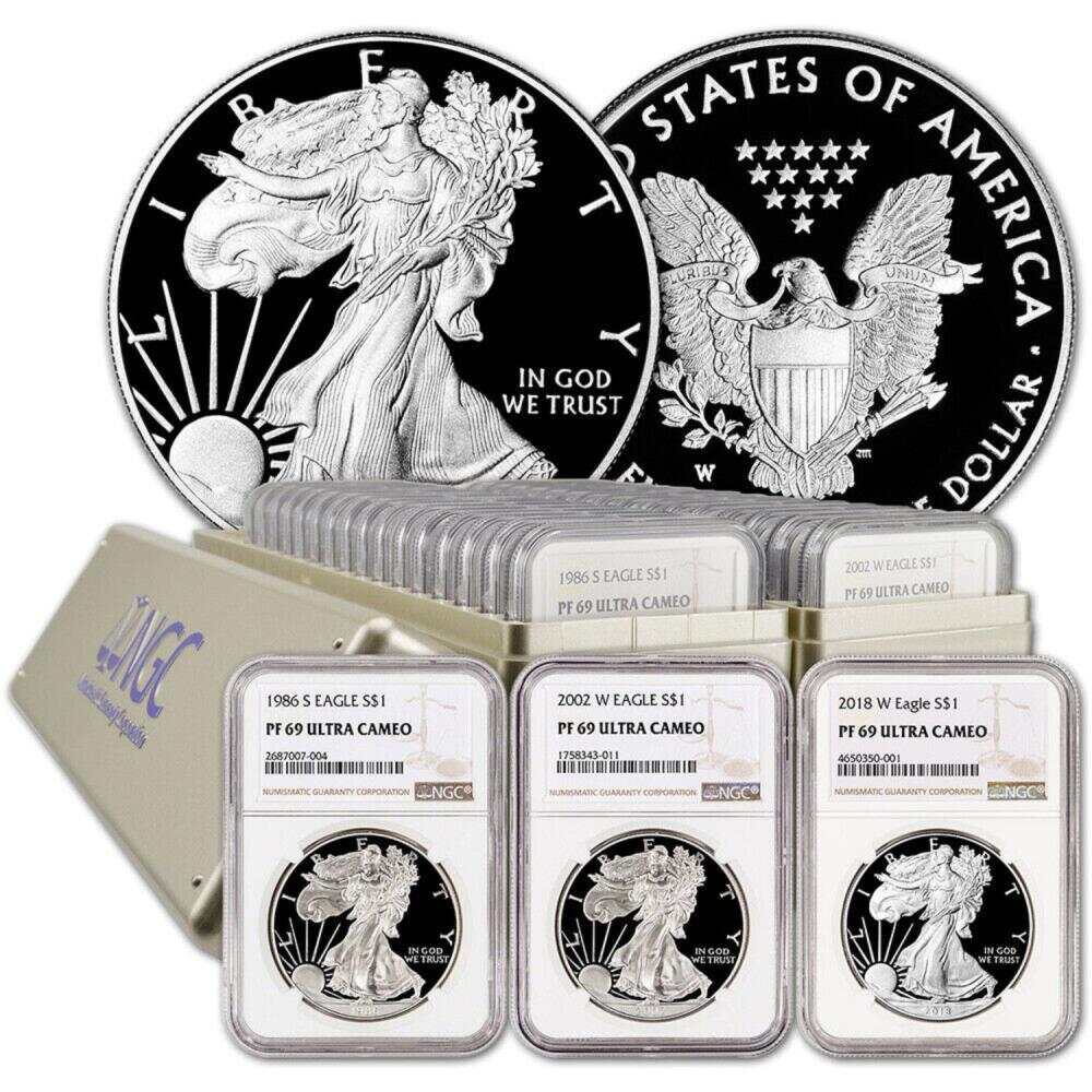 1986-2023 NGC MS-69 US Silver Eagle 38 Coin Set