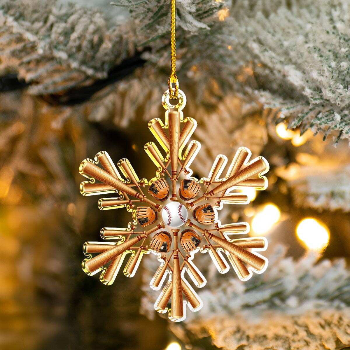 Shineful Ornament Baseball Snowflake