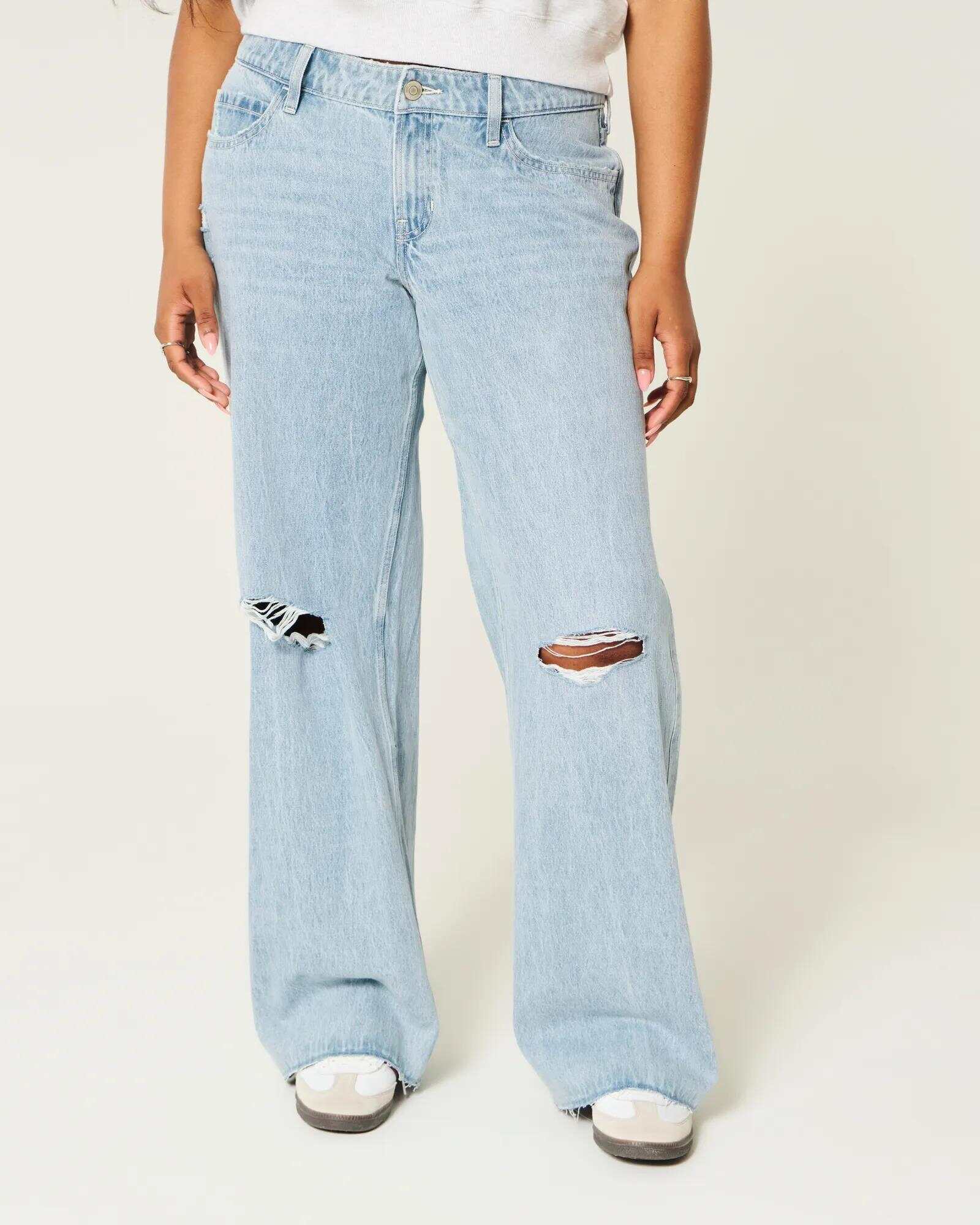 Low-Rise Dark Wash Baggy Jeans