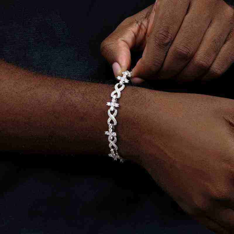 10mm S925 Moissanite Infinity Cross Link Bracelet