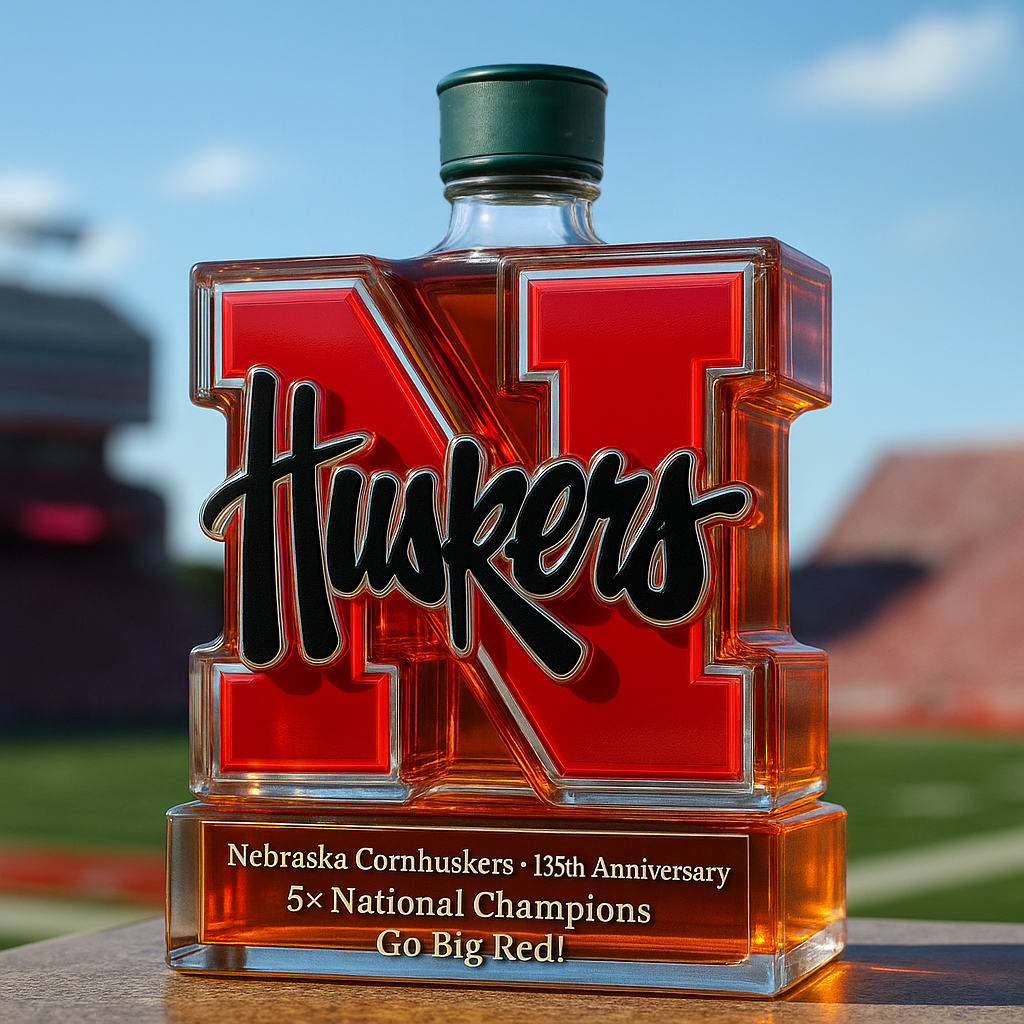 Nebraska Cornhuskers 135th Commemorative Whiskey Bottle