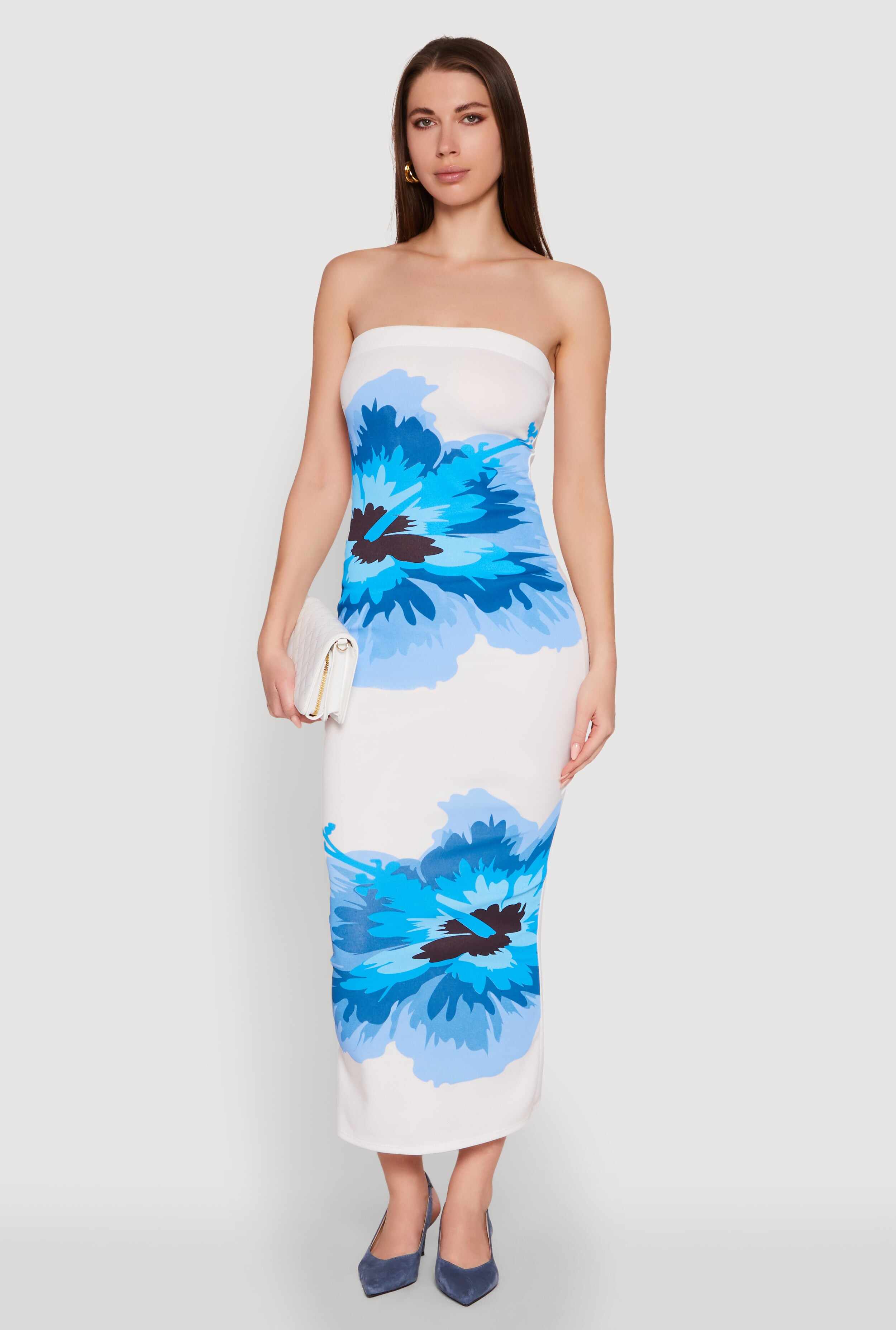 Floral Print Midi Tube Dress