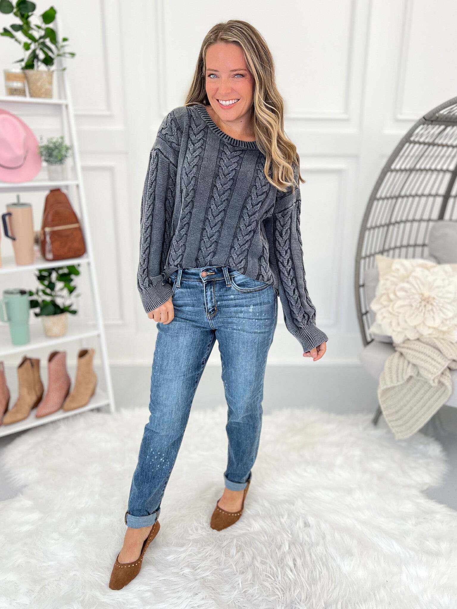 Life Of The Party - Christmas Bleach Splash Boyfriend Jeans- Final Sale