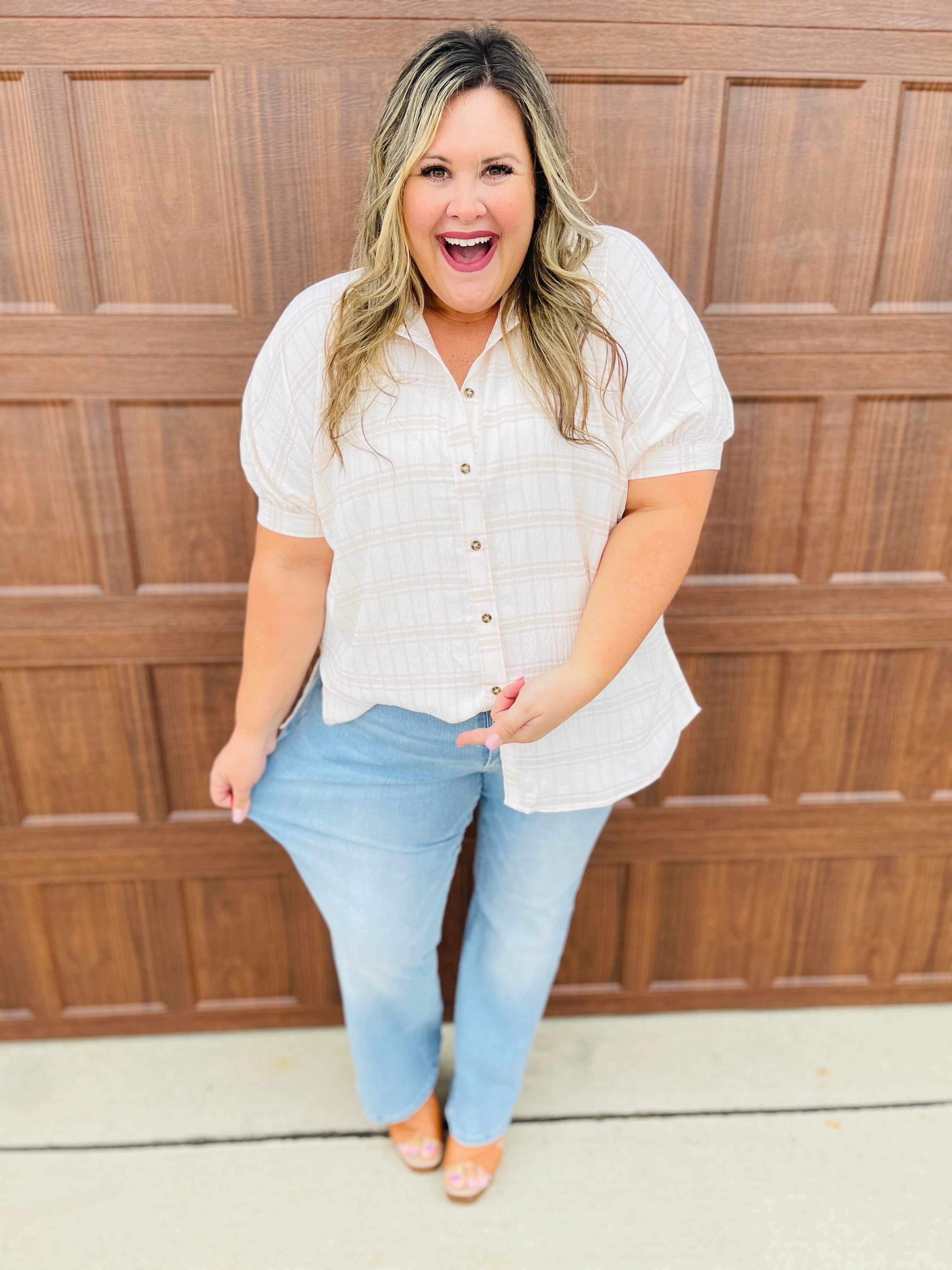 RESTOCK!  REG/CURVY Out of Pocket Love Lavender Stitching Wide Leg Jeans