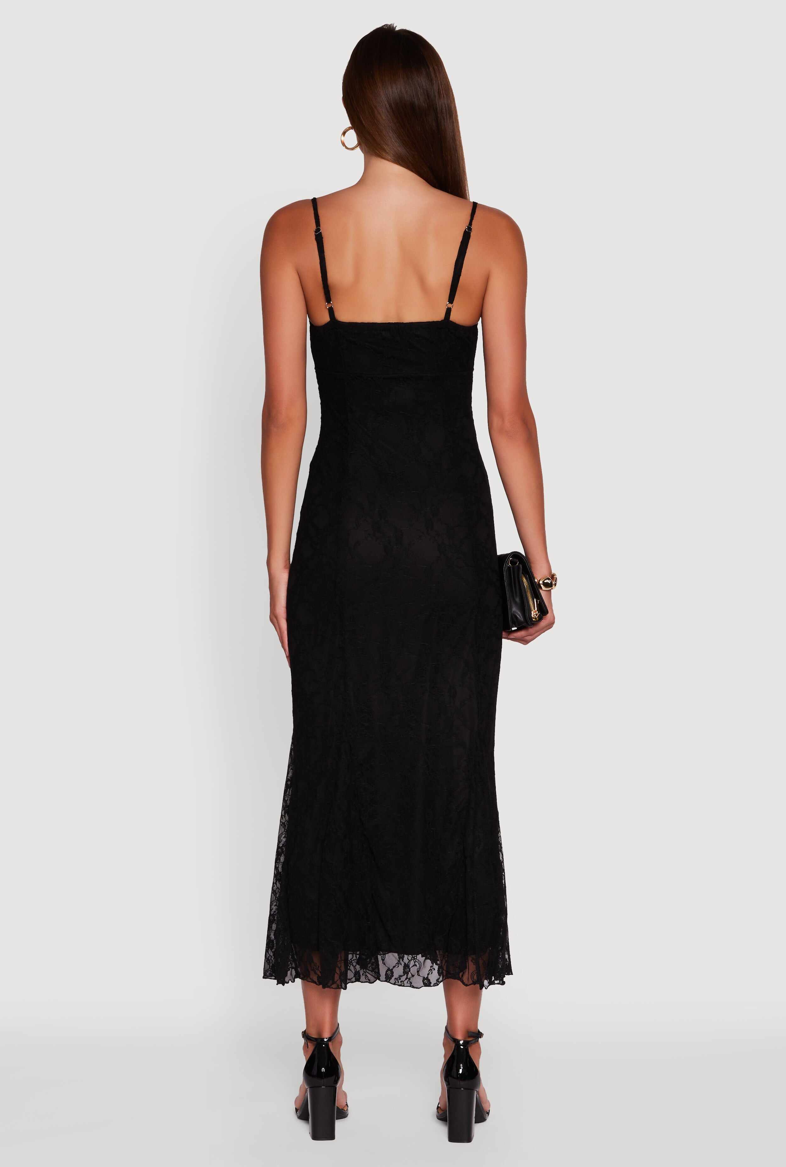 Floral Lace Overlay Mermaid Maxi Dress