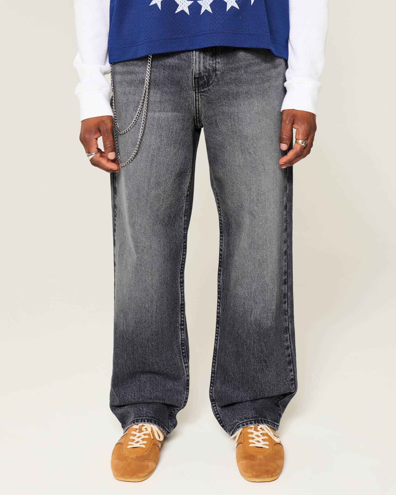Railroad Stripe Baggy Painter Jeans