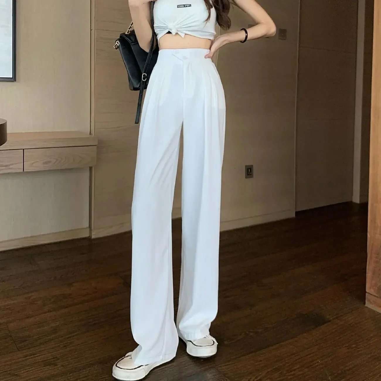 🔥2025 New Figure-flattering versatile high-waisted wide leg trousers