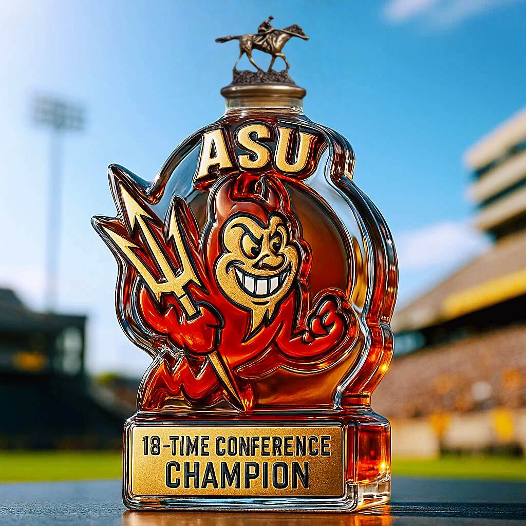 Arizona State Sun Devils 18-time Conference Champion Whiskey Bottle