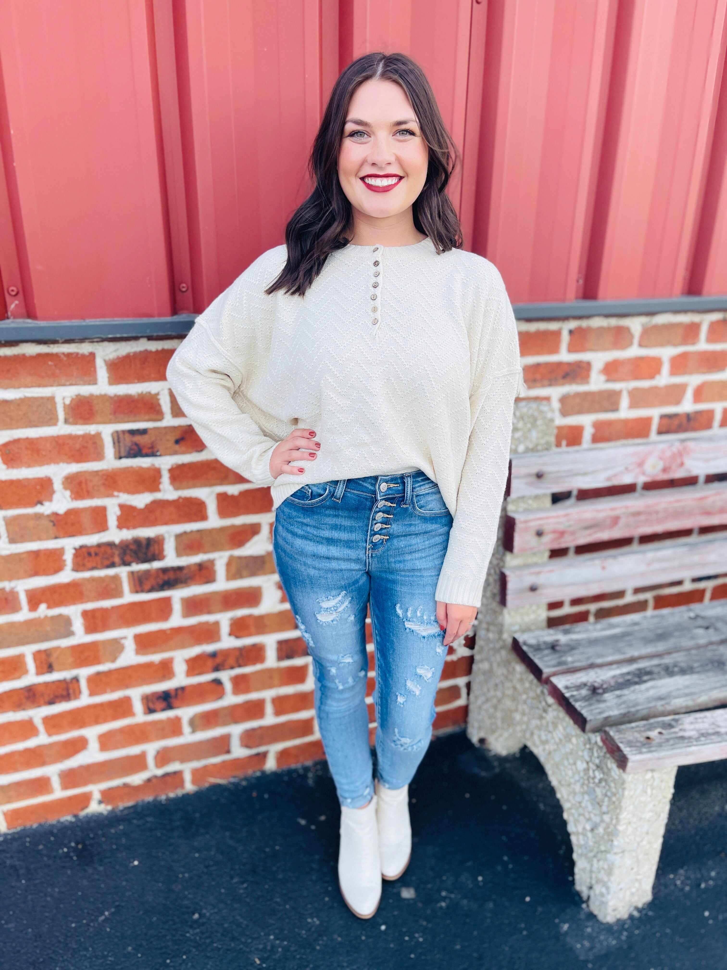 RESTOCK! PLUS/REG Cute As A Button Fly Skinny Jeans