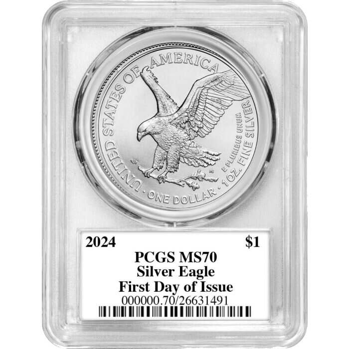 2024 SILVER EAGLE PCGS MS70 FDOI w/Emily S. Damstra Signature