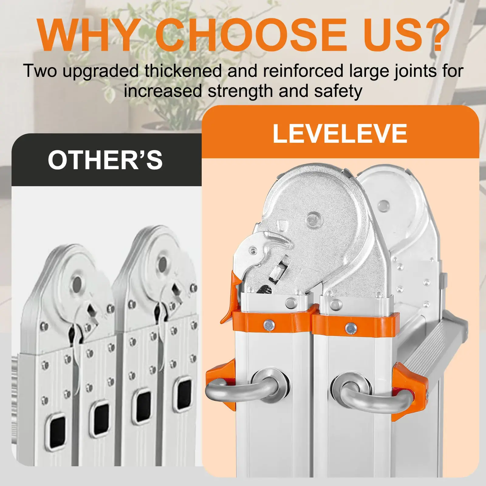 Multi-Position Extension Ladder, A-Frame Step Ladder with Stabilizer Bar & Wheels, 330LBS Security Load, Safe for Stairs, Home, Indoor, Outdoor & Roof Work