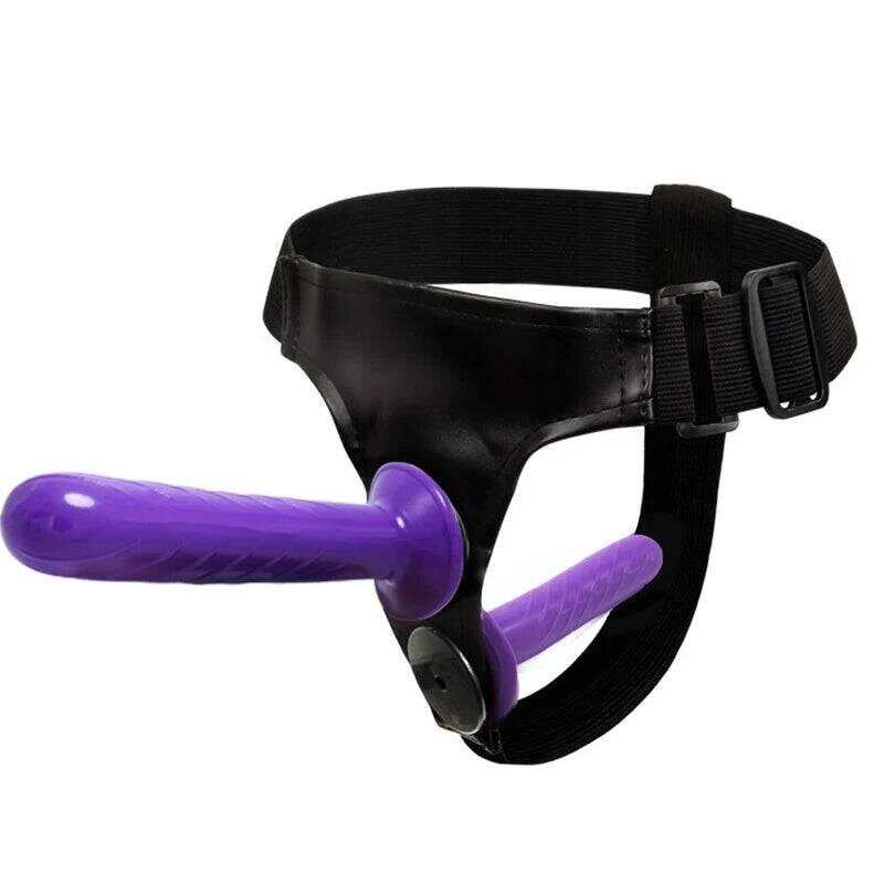 Double Penis Realistic Dildo Vibrator: Ultra Elastic Strap-On Harness for Women - Adult Sex Toy for Lesbians