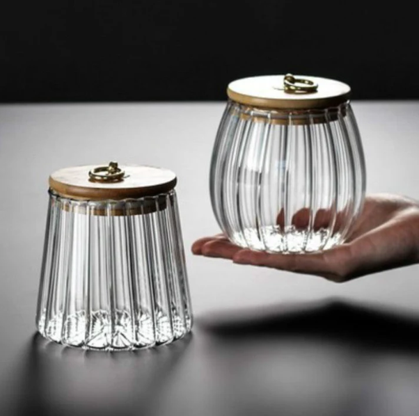 Charm Ripple Glass Storage Jars with Lid