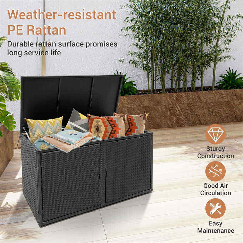 88 Gallon Rattan Deck Storage Box Patio Container