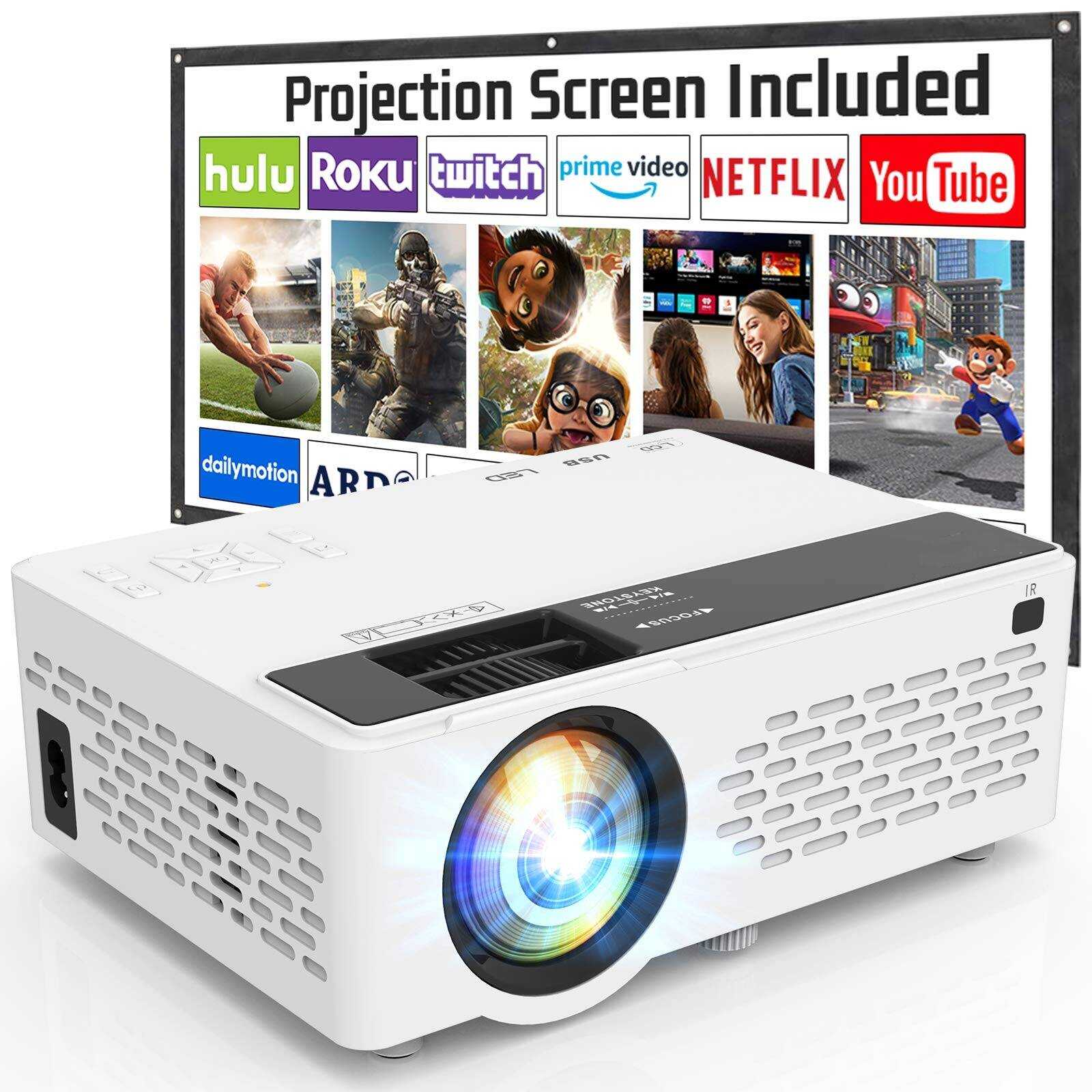 1pc Ubottey Projector 2000 Lumens With 100