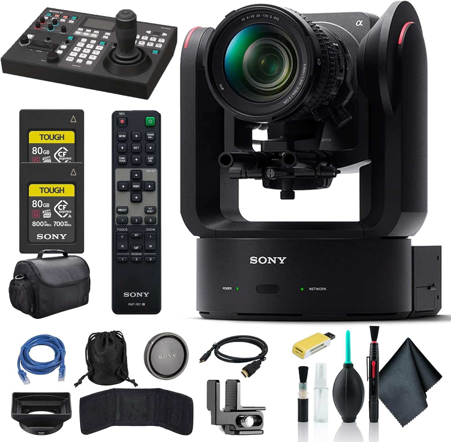 Sony FR7 Cinema Line PTZ Camera Kit with 28-135mm Zoom Lens ILME-FR7K, Sony RM-IP500/1 Professional Remote Controller RM-IP500/1, and More