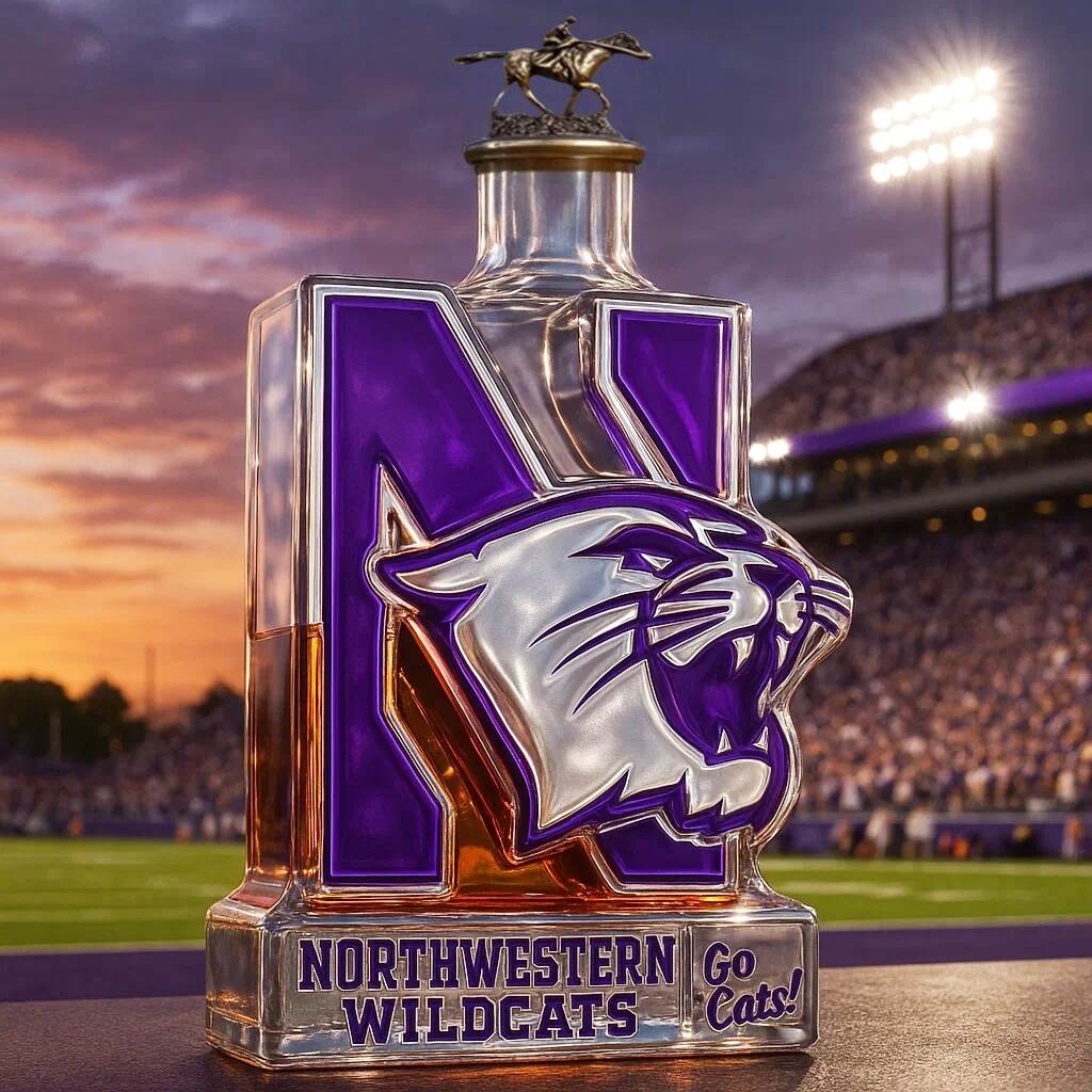 Northwestern Wildcats Limited Edition Whiskey Bottle