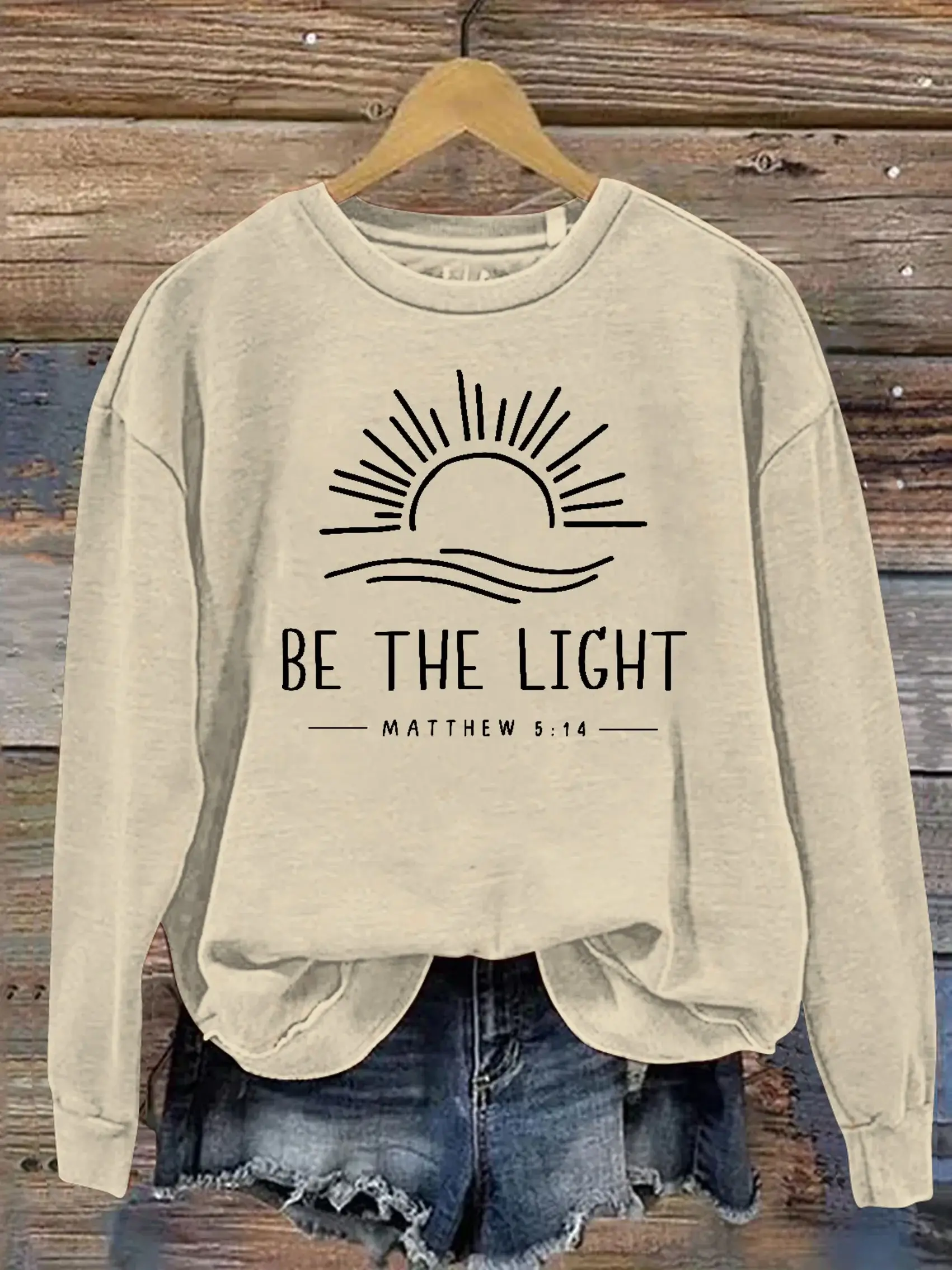 Unisex Women's Men's Be The Light Mathew 5:14 Verse Religious Faith Outfit Church Christian Print Casual Hoodie