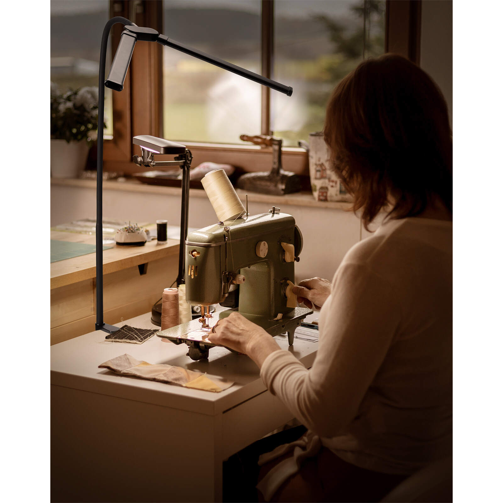 LED Desk Lamp with Clamp Double Head Desk Lamp with 360° Adjustable Gooseneck