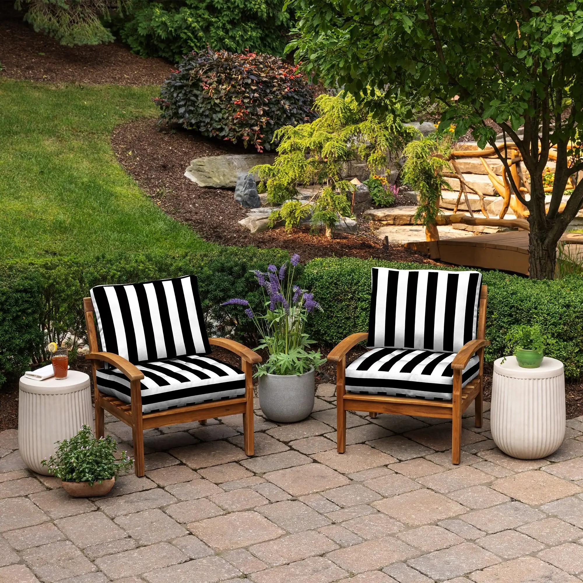 ARDEN Outdoor Plush Modern Tufted Blowfill Deep Seat Set, 24 x 24
