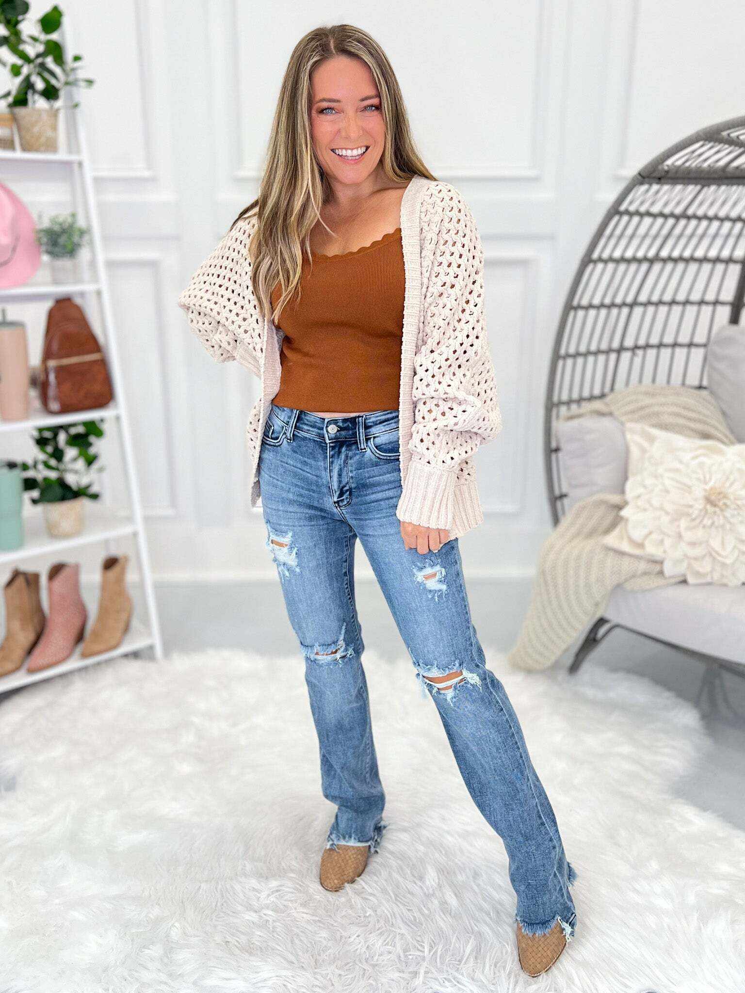 Commit To It - Christmas Destroyed Straight Leg Jeans- Final Sale