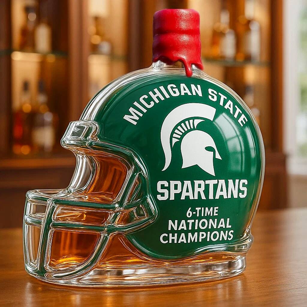 Michigan State Spartans 6-Time National Champion Whiskey Bottle