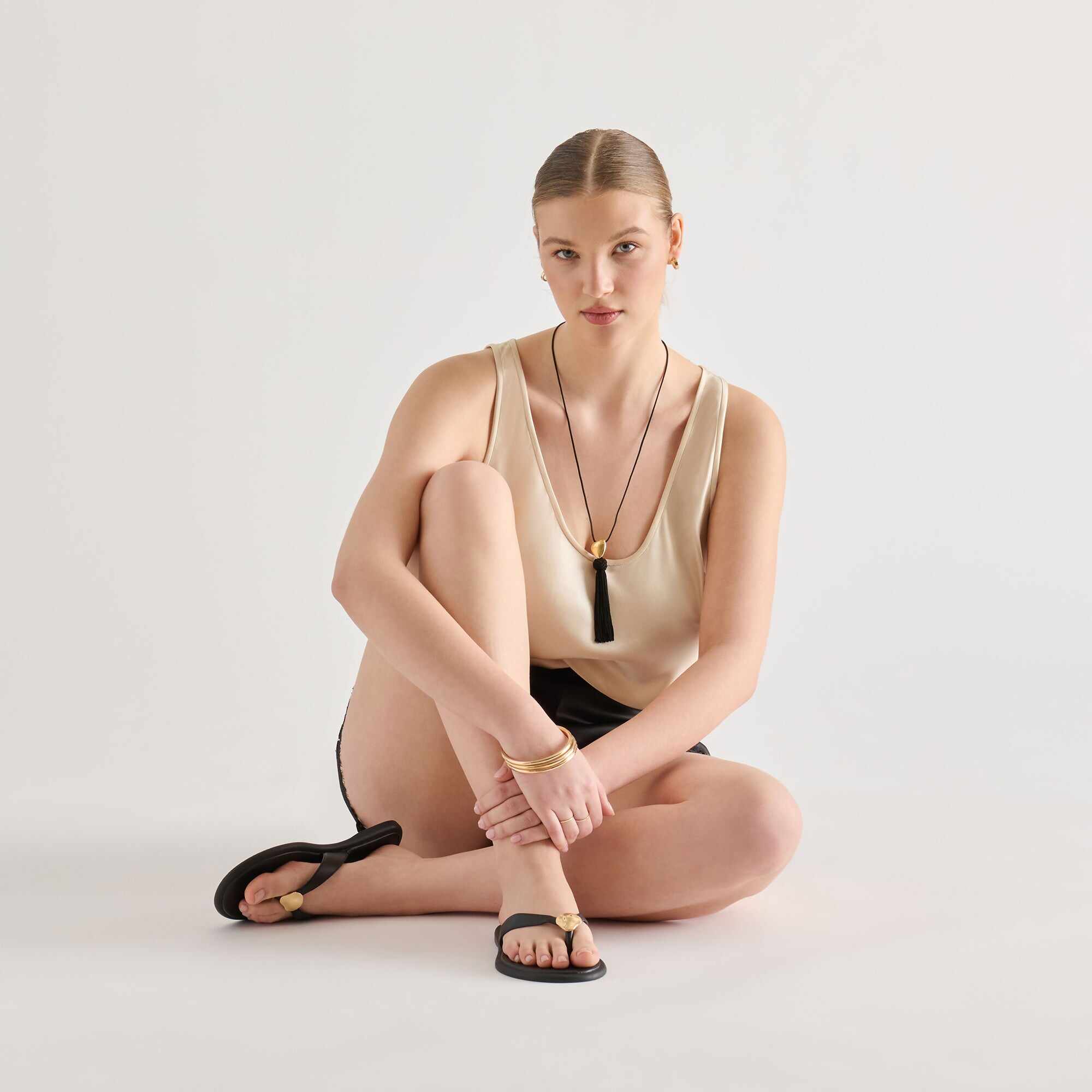 JAINA SANDALS BLACK LEATHER