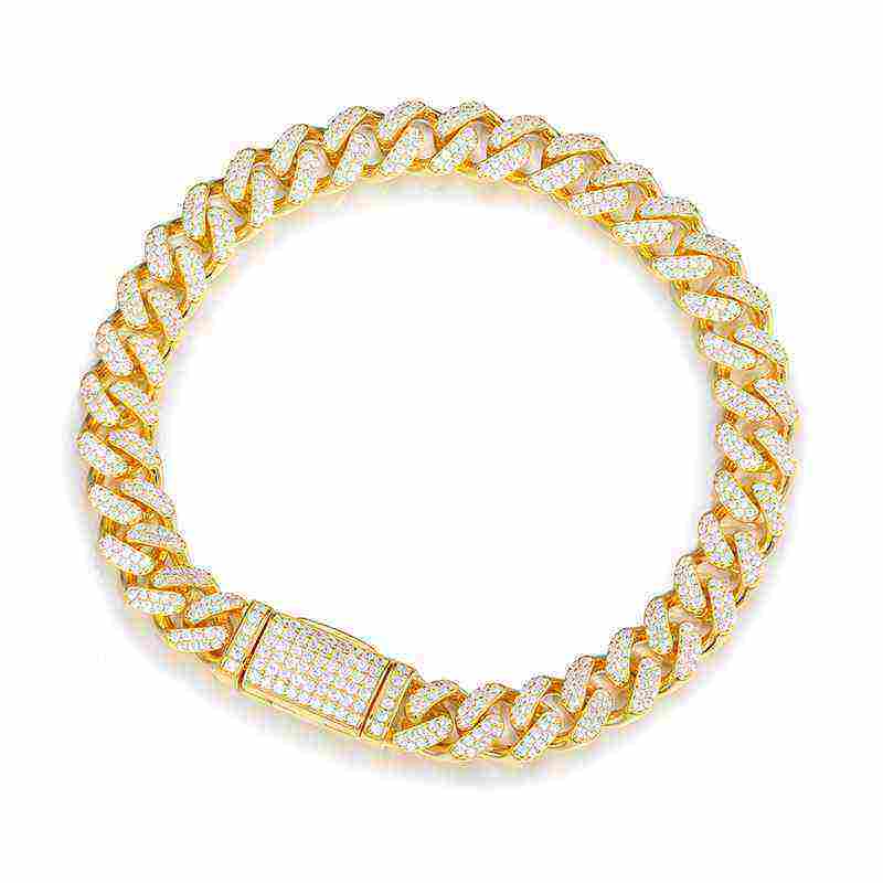 Test10mm S925 2 Rows Moissanite Cuban Link Bracelet