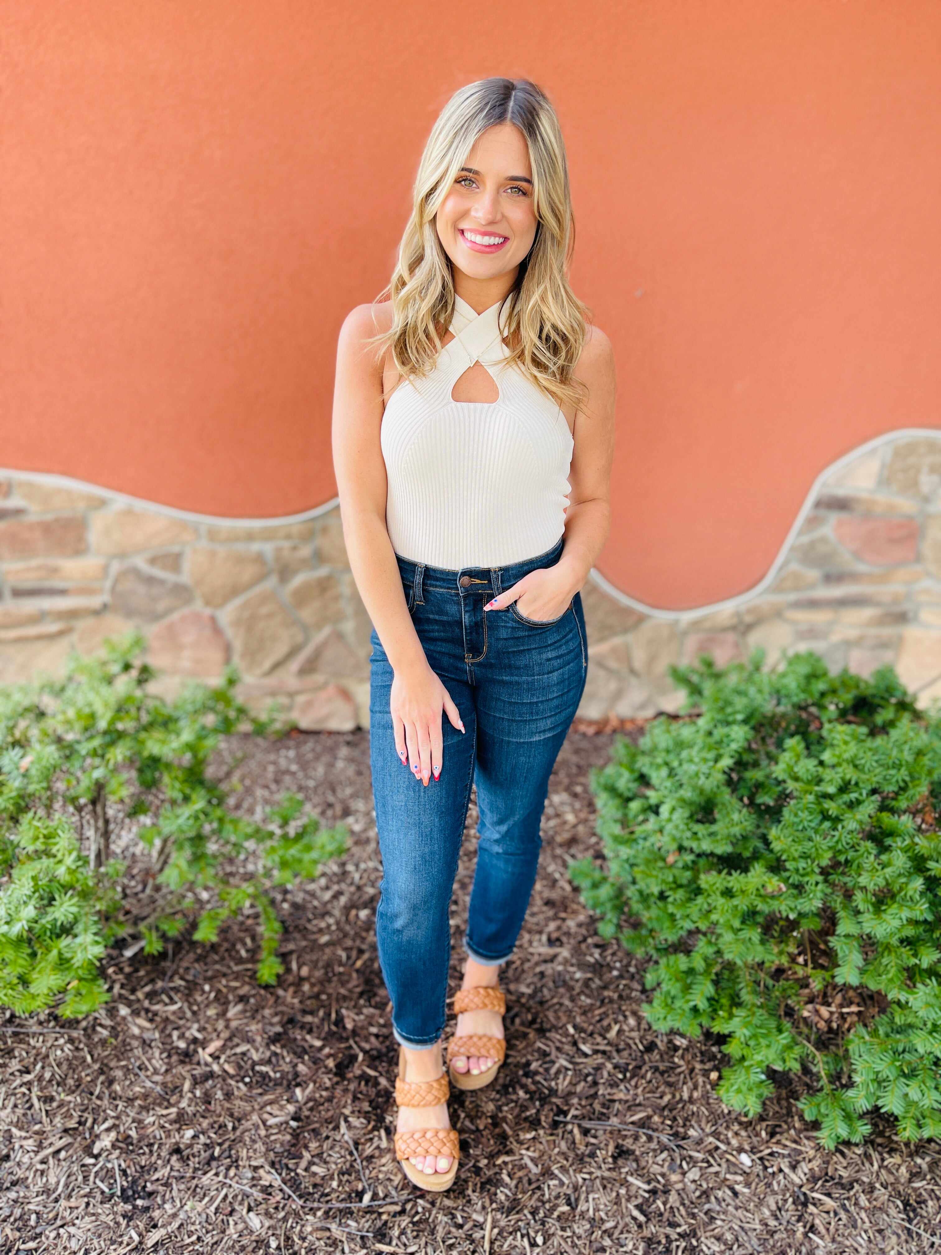 Reg/Curvy Blessed and NonDistressed Relaxed Fit Jeans